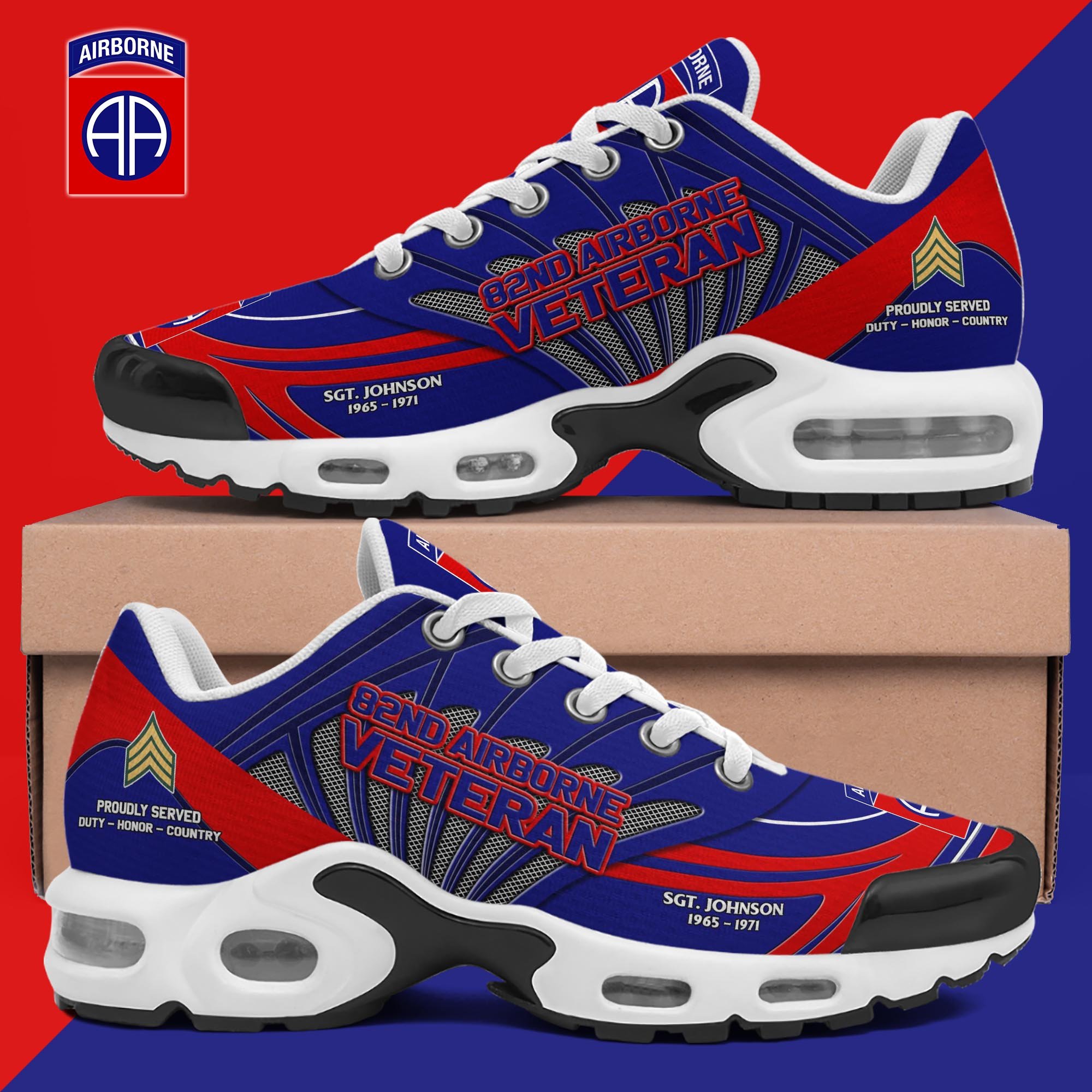 82Nd Airborne TN Shoes Custom Name, Rank And Year, Military Shoes, Military Gifts PH475