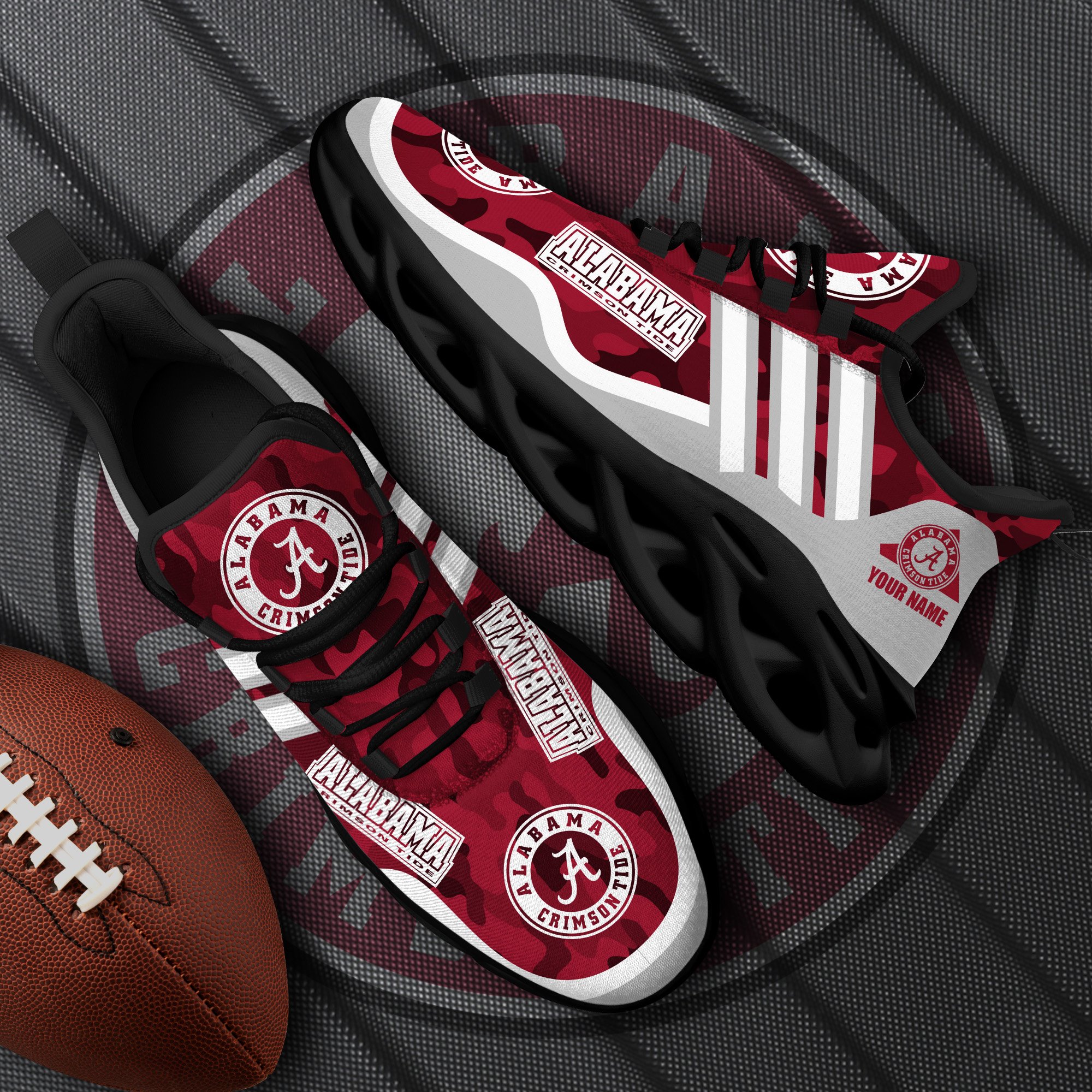 Alabama Crimson Tide Black Max Soul Shoes 2025 Versions Custom Name 466