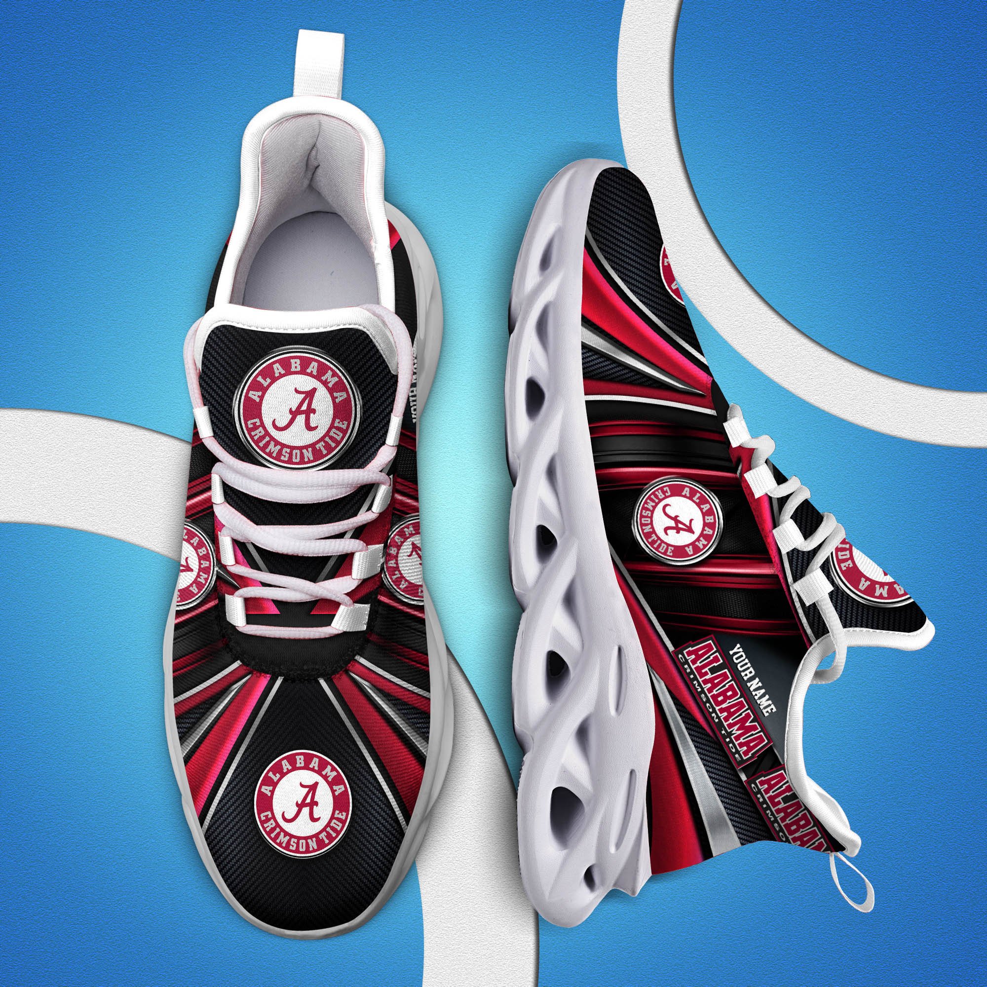 Alabama Crimson Tide White C Sneakers 2025 Version Personalized Your Name, Sport Team Sneakers, Sport Gifts PH892