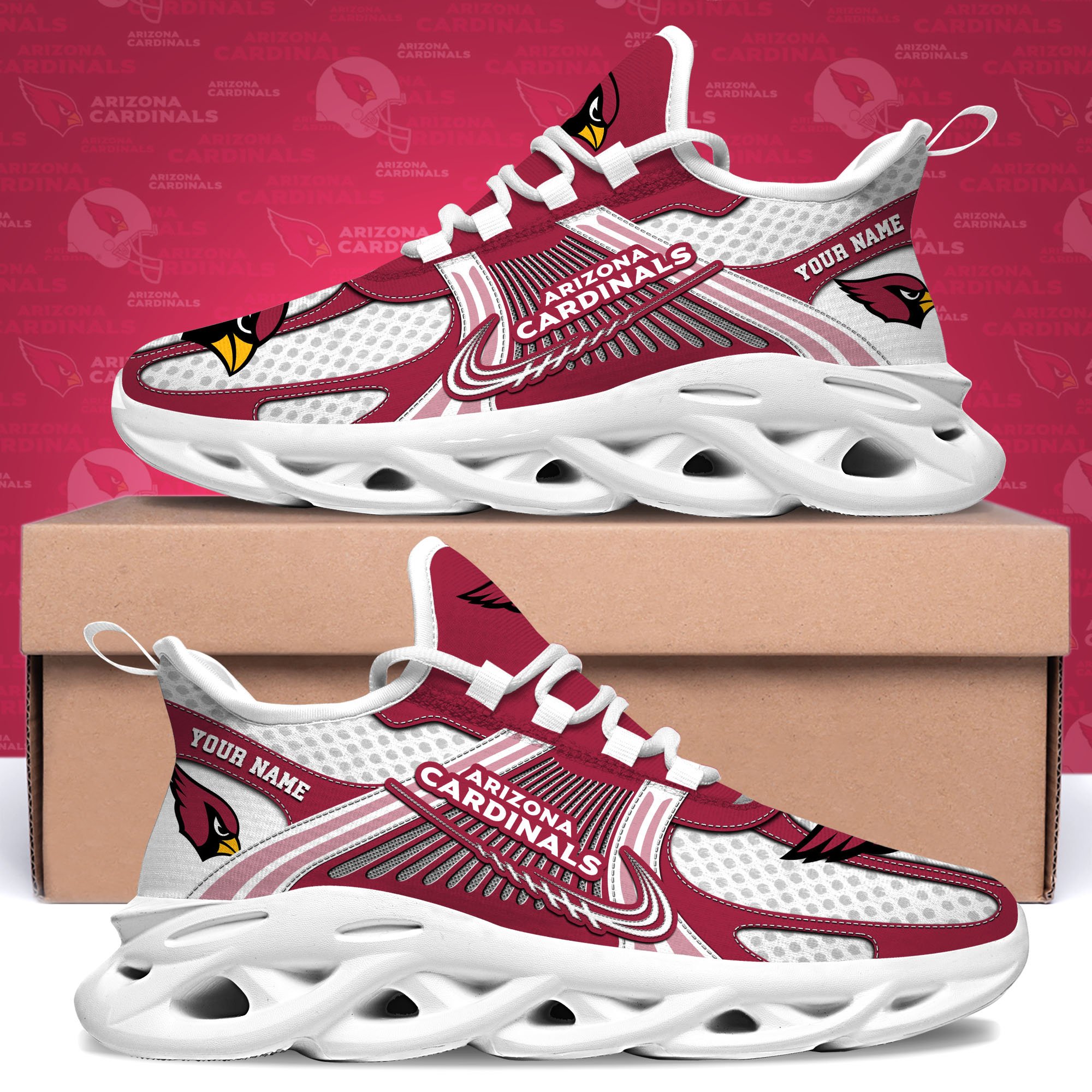 Arizona Cardinals Clunky Sneakers Custom Your Name, Sport Sneakers For Fans, Gifts For Sport Lovers, Gift For Dad
