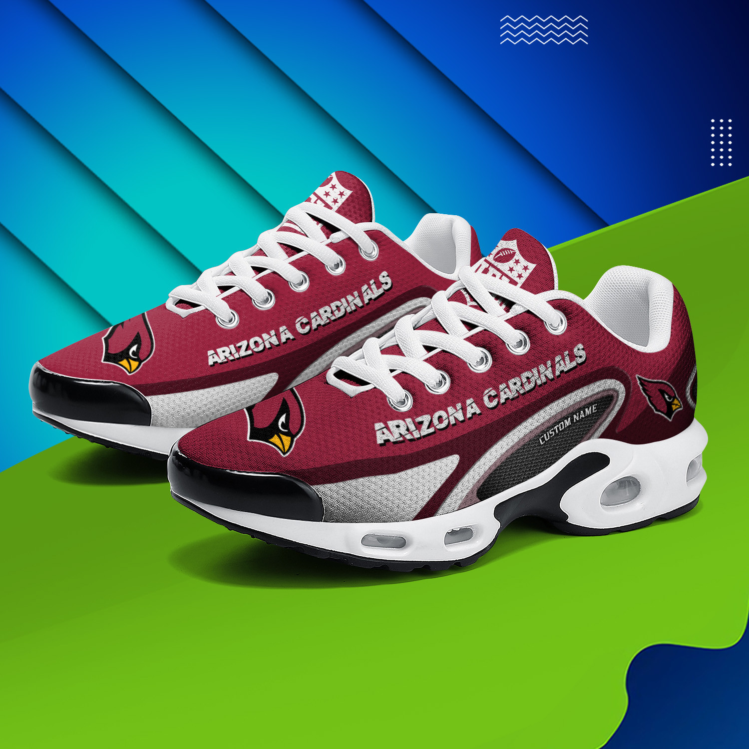 Arizona Cardinals Personalized Name Team Logo Mix Colors Oval Line TN Shoes Air Cushion Sneakers
