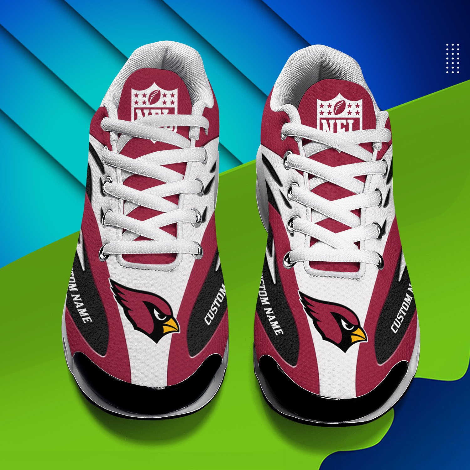 Arizona Cardinals Personalized Name Team Logo Mix Colors Wave Line TN Shoes Air Cushion Sneakers