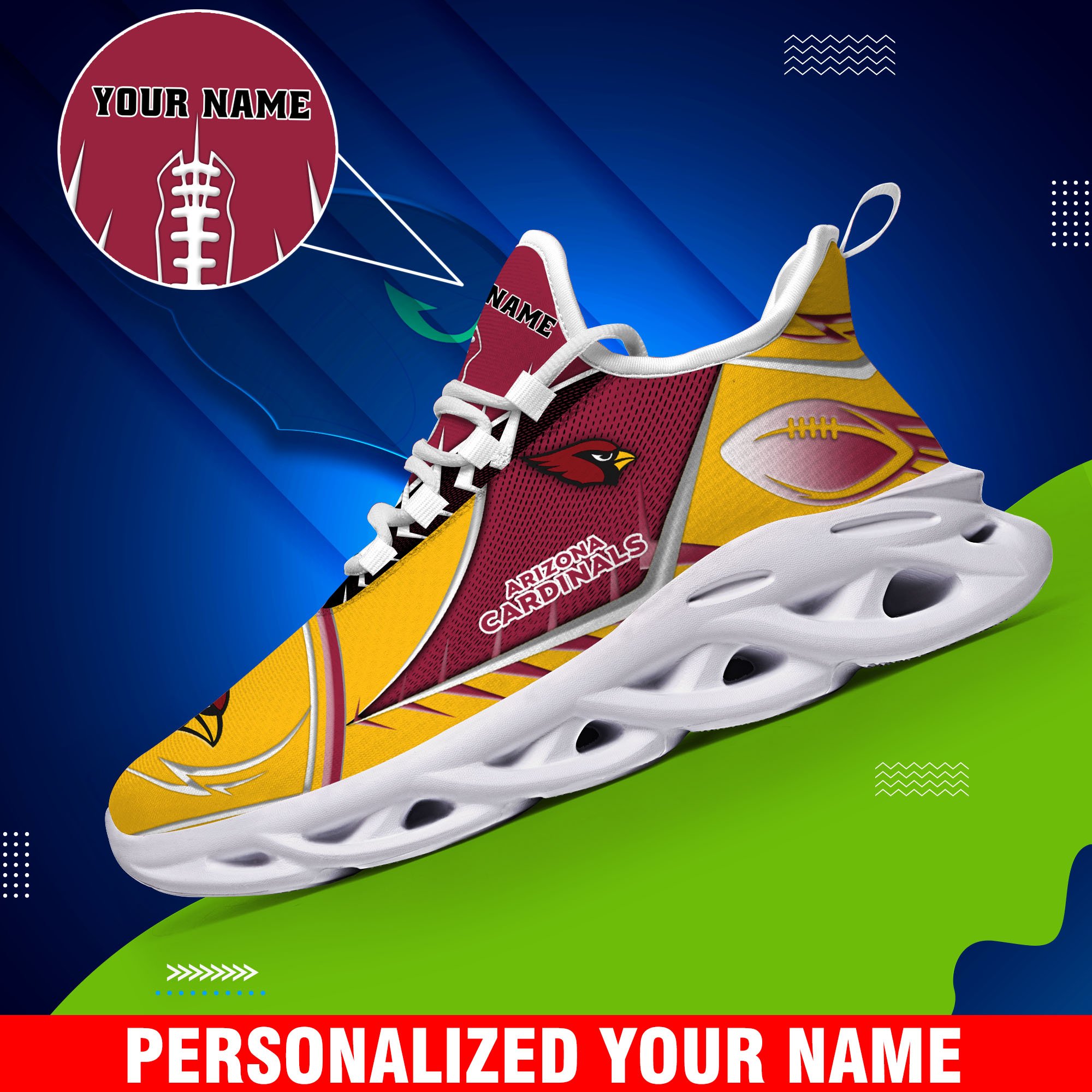 Arizona Cardinals Sport White C Sneakers 2025 Version Personalized Your Name 528