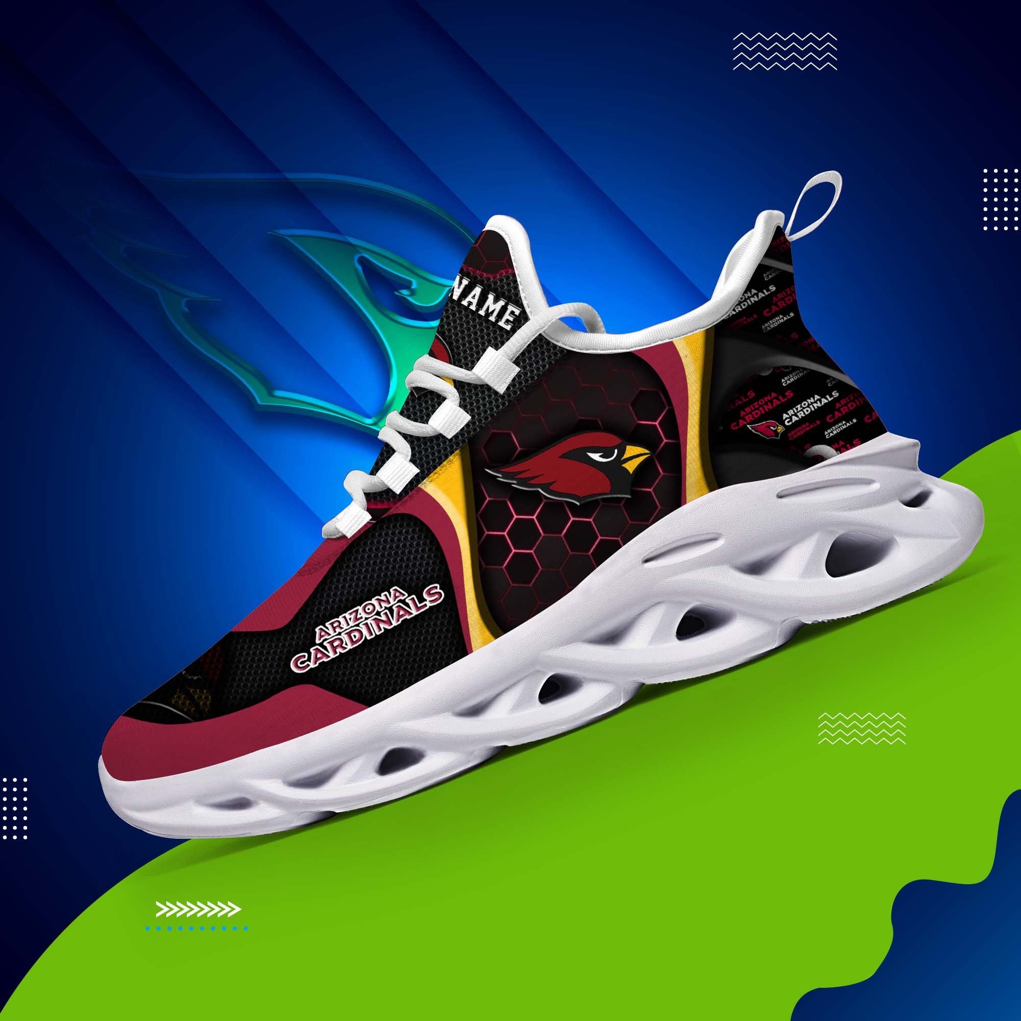 Arizona Cardinals White C Sneakers 2025 Version Personalized Your Name 432