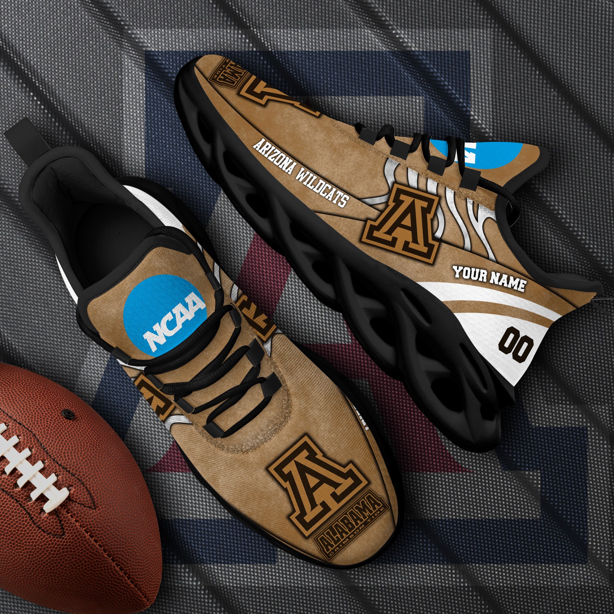 Arizona Wildcats Black Max Soul Shoes 2025 Versions Custom Your Name And Number 312