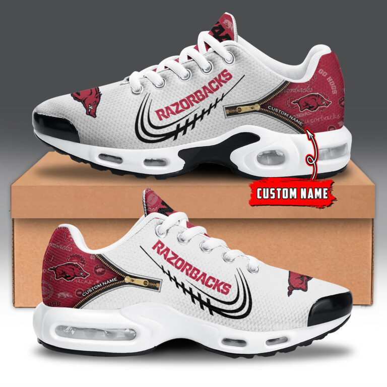 Arkansas Razorbacks Personalized Name Team Logo Mix Colors Zipped Line TN Shoes Air Cushion Sneakers