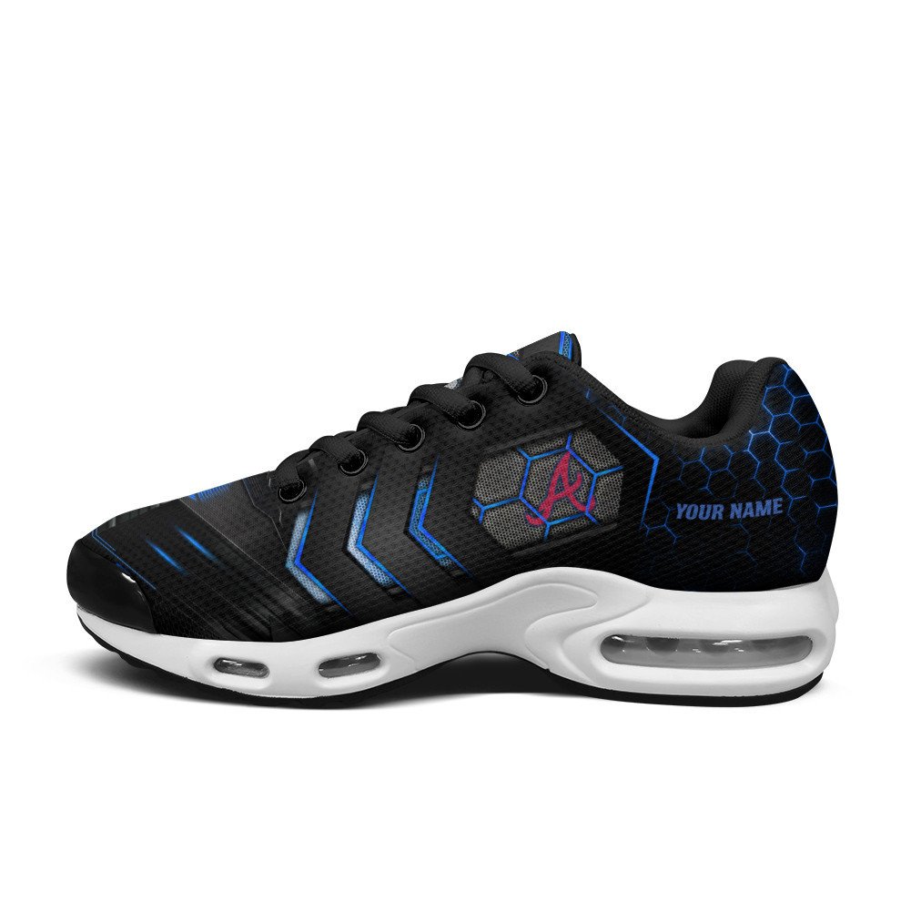 Atlanta Braves Personalized Name Team Colors Arrow Line Beehive Pattern TN Shoes Air Cushion Sneakers