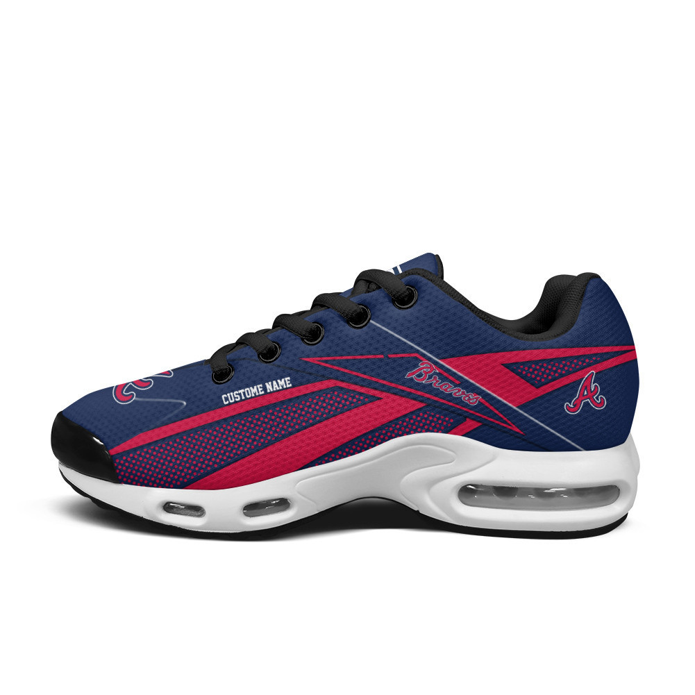 Atlanta Braves Personalized Name Team Colors Supersonic Line Pattern TN Shoes Air Cushion Sneakers
