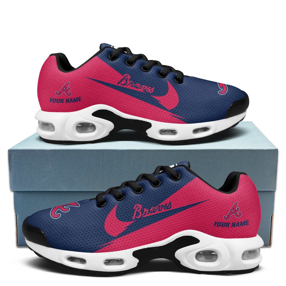 Atlanta Braves Personalized Name Team Logo Wings Of God Pattern TN Shoes Air Cushion Sneakers