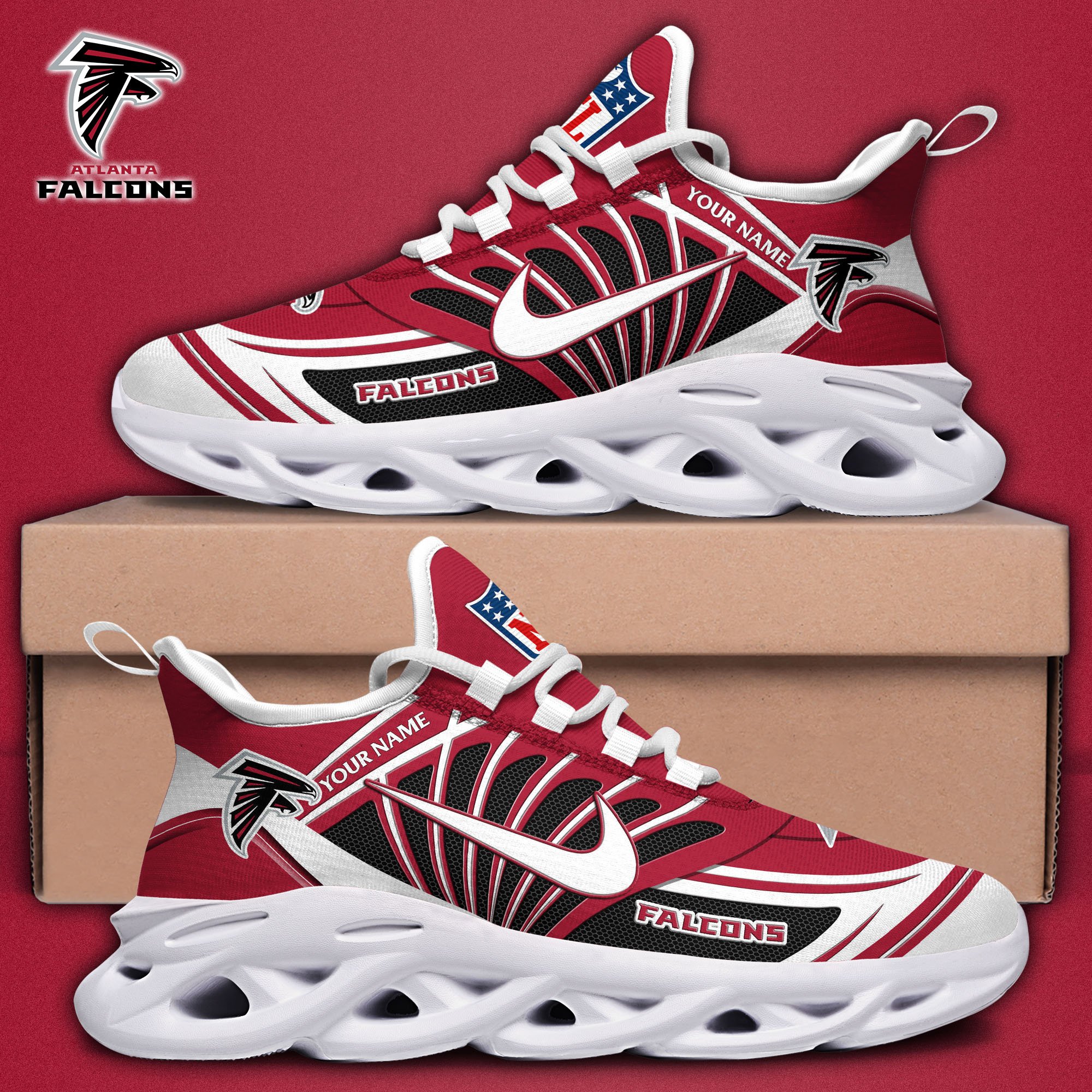 Atlanta Falcons Black Max Soul Shoes 2025 Versions Custom Name 898