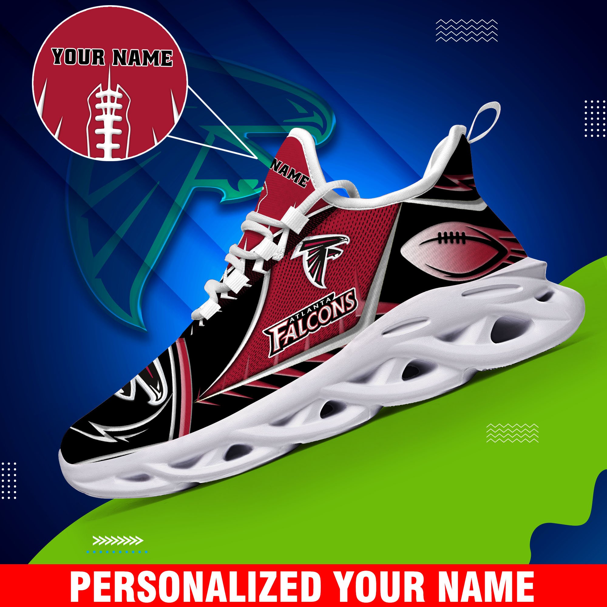 Atlanta Falcons Sport White C Sneakers 2025 Version Personalized Your Name 528
