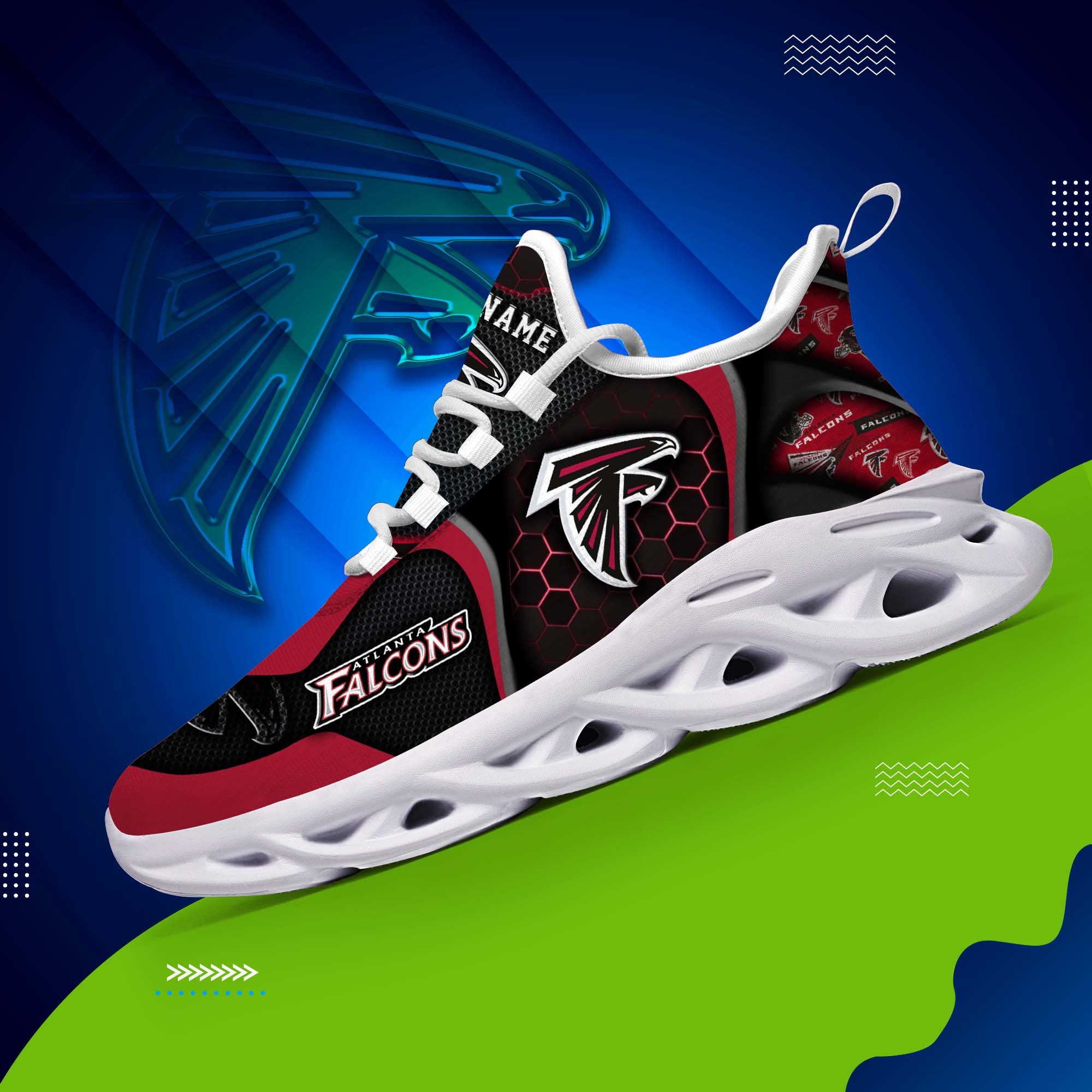Atlanta Falcons White C Sneakers 2025 Version Personalized Your Name 432