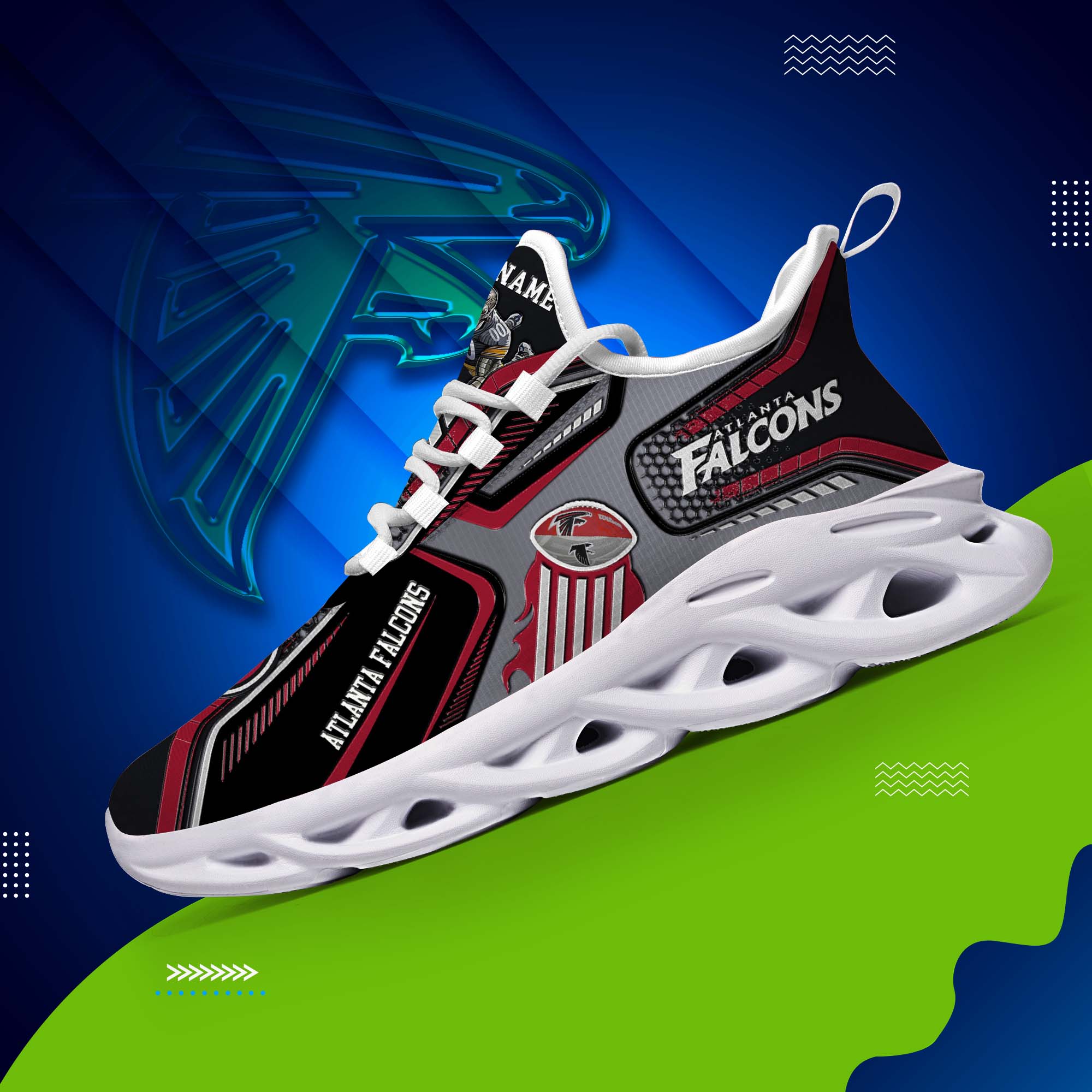 Atlanta Falcons White C Sneakers 2025 Version Personalized Your Name, Sport Sneakers , Sport Gifts PH605