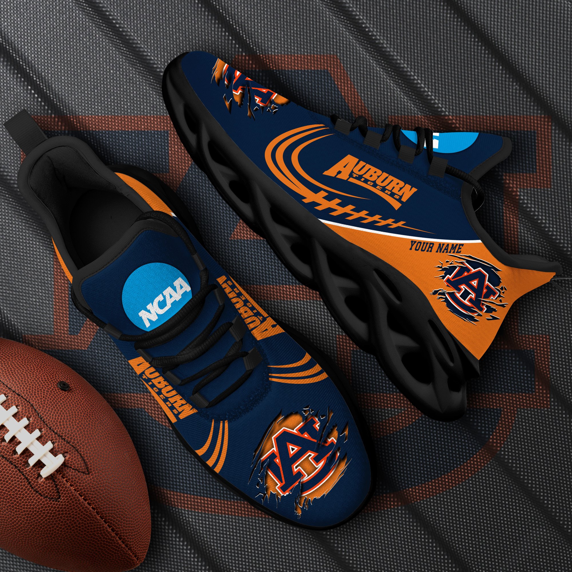 Auburn Tigers Black Max Soul Shoes 2025 Versions Custom Name 016