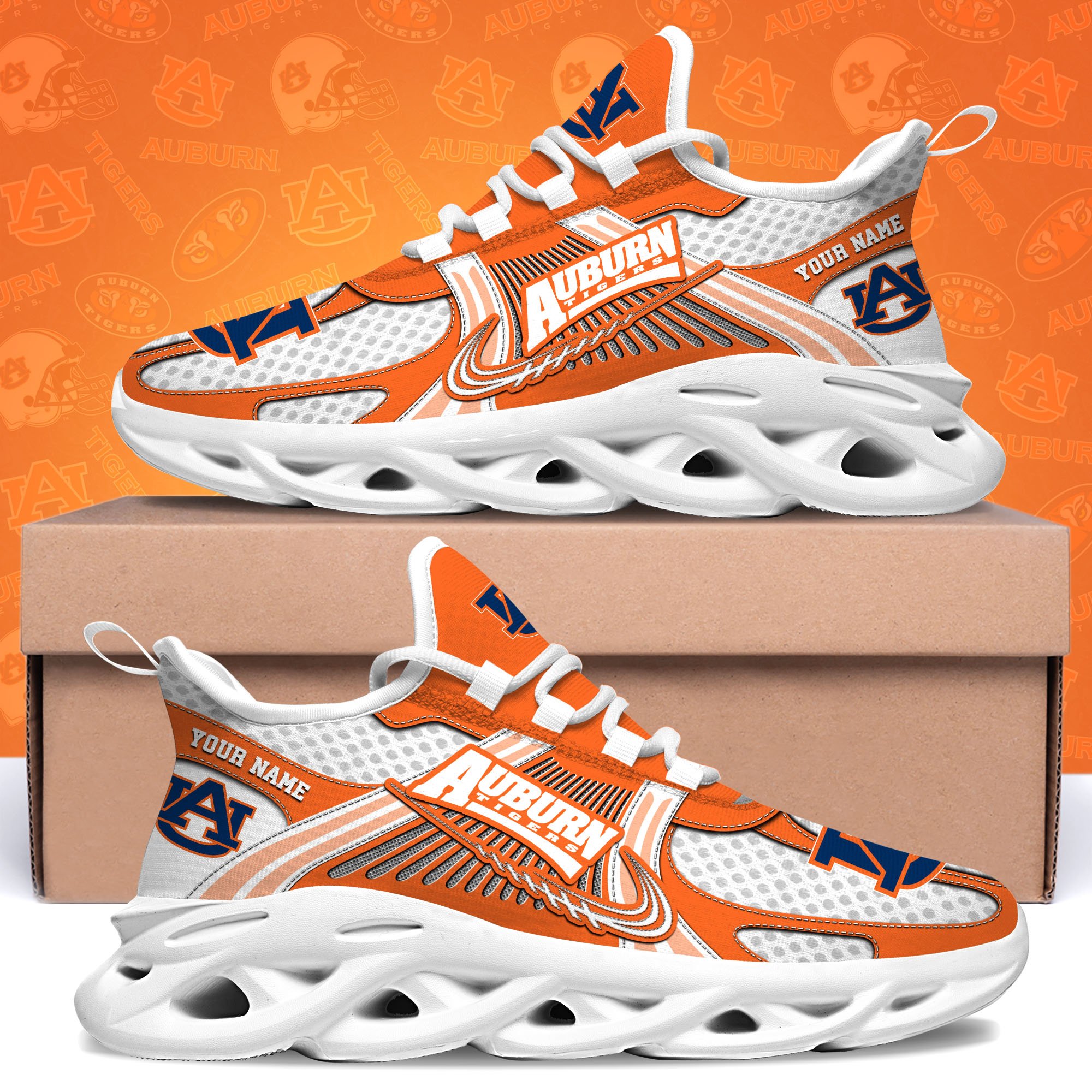 Auburn Tigers Clunky Sneakers Custom Your Name, Sport Sneakers, Sport Gifts For Fan, Gifts For Him