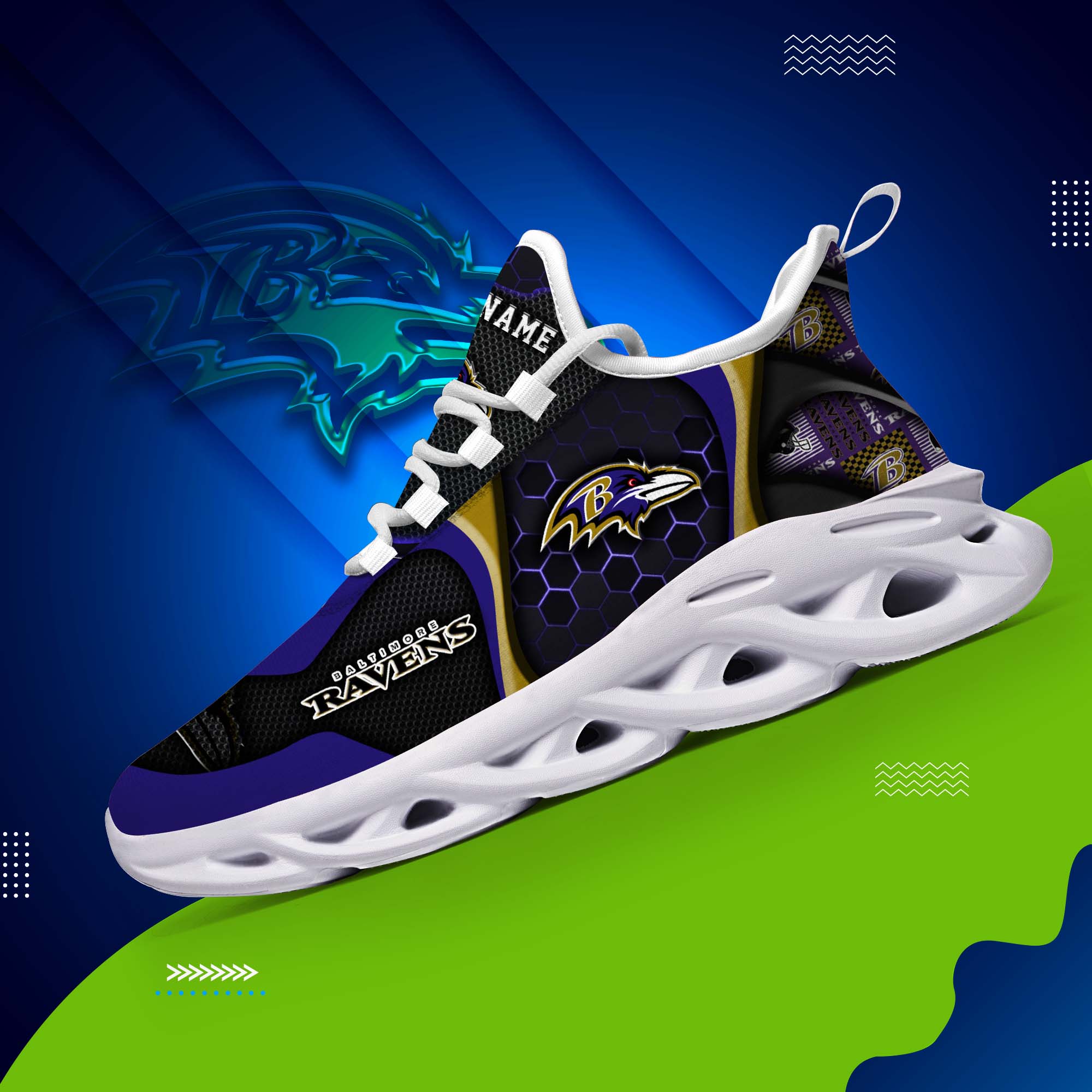 Baltimore Ravens White C Sneakers 2025 Version Personalized Your Name 432