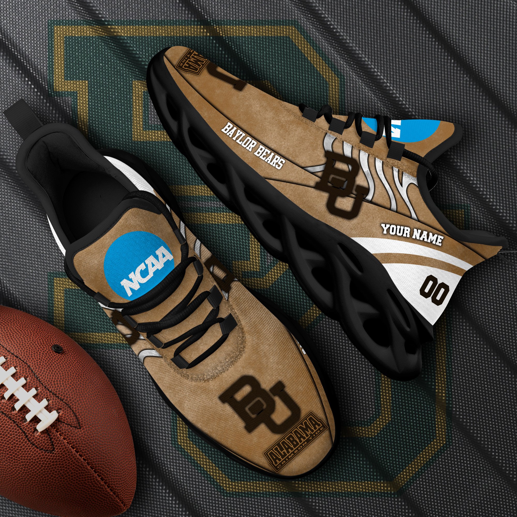 Baylor Bears Black Max Soul Shoes 2025 Versions Custom Your Name And Number 312