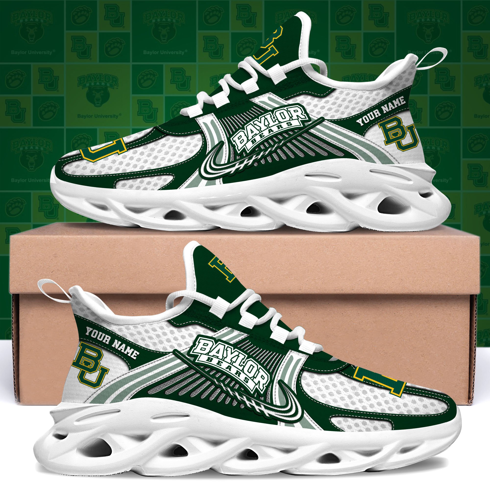 Baylor Bears Clunky Sneakers Custom Your Name, Sport Sneakers, Sport Gifts For Fan, Gifts For Him