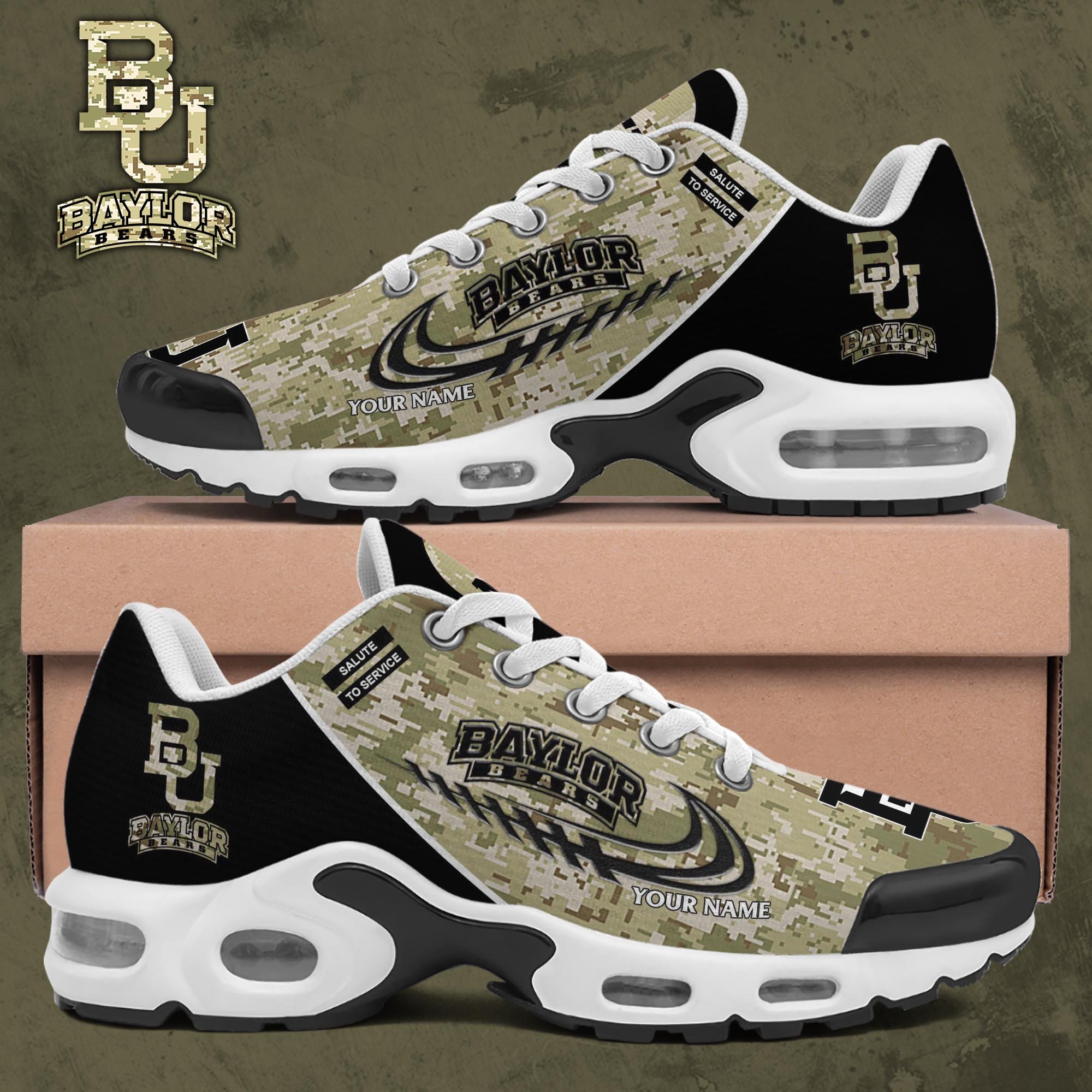 Baylor Bears TN Shoes 2025 Version Custom Name, Camouflage Shoes, Gifts For Football Lovers PH636