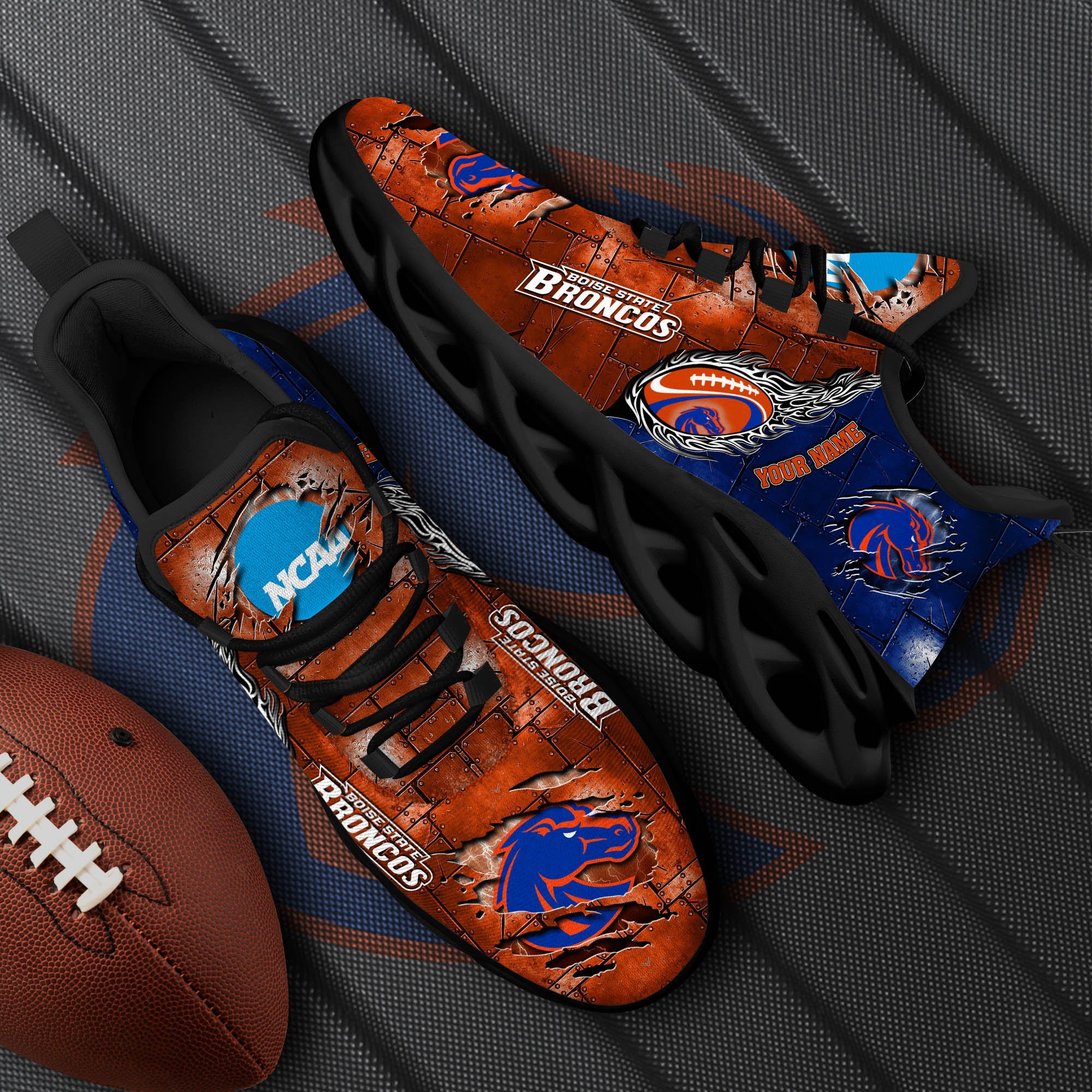 Boise State Broncos Black Max Soul Shoes 2025 Versions, White Max Soul Shoes Custom Your Name PH879