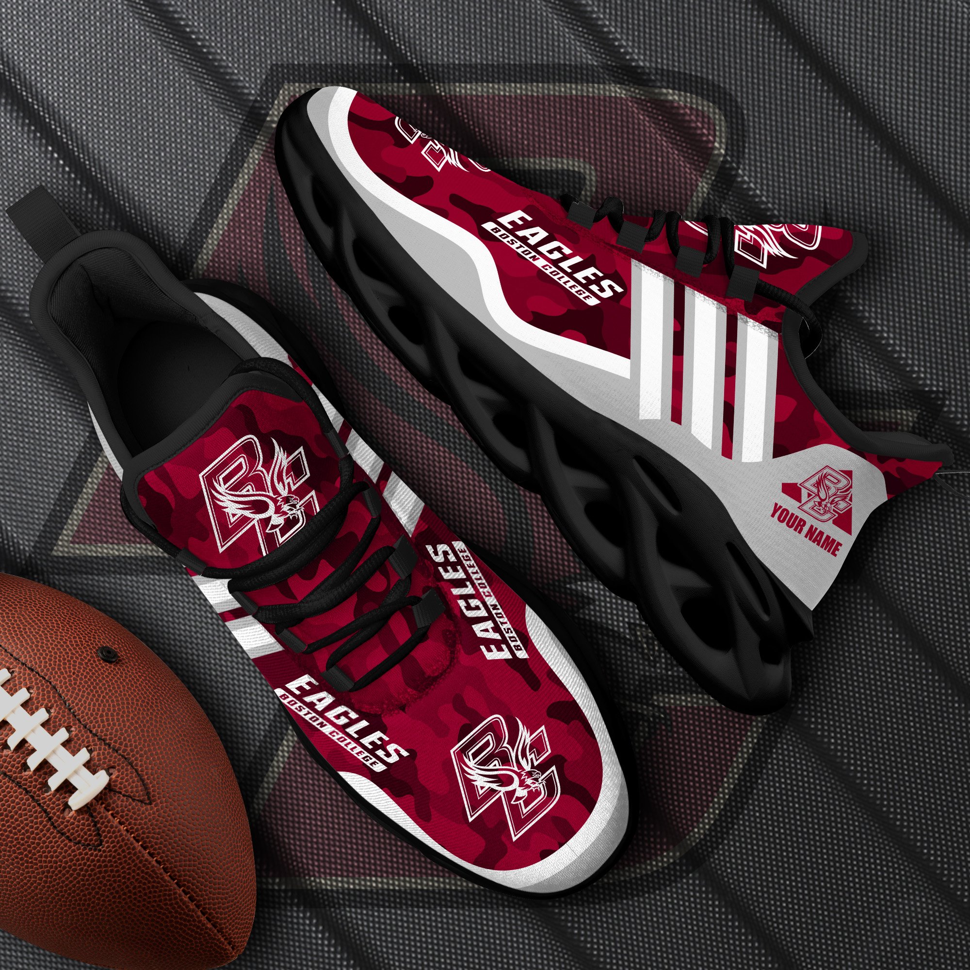 Boston College Eagles Black Max Soul Shoes 2025 Versions Custom Name 466