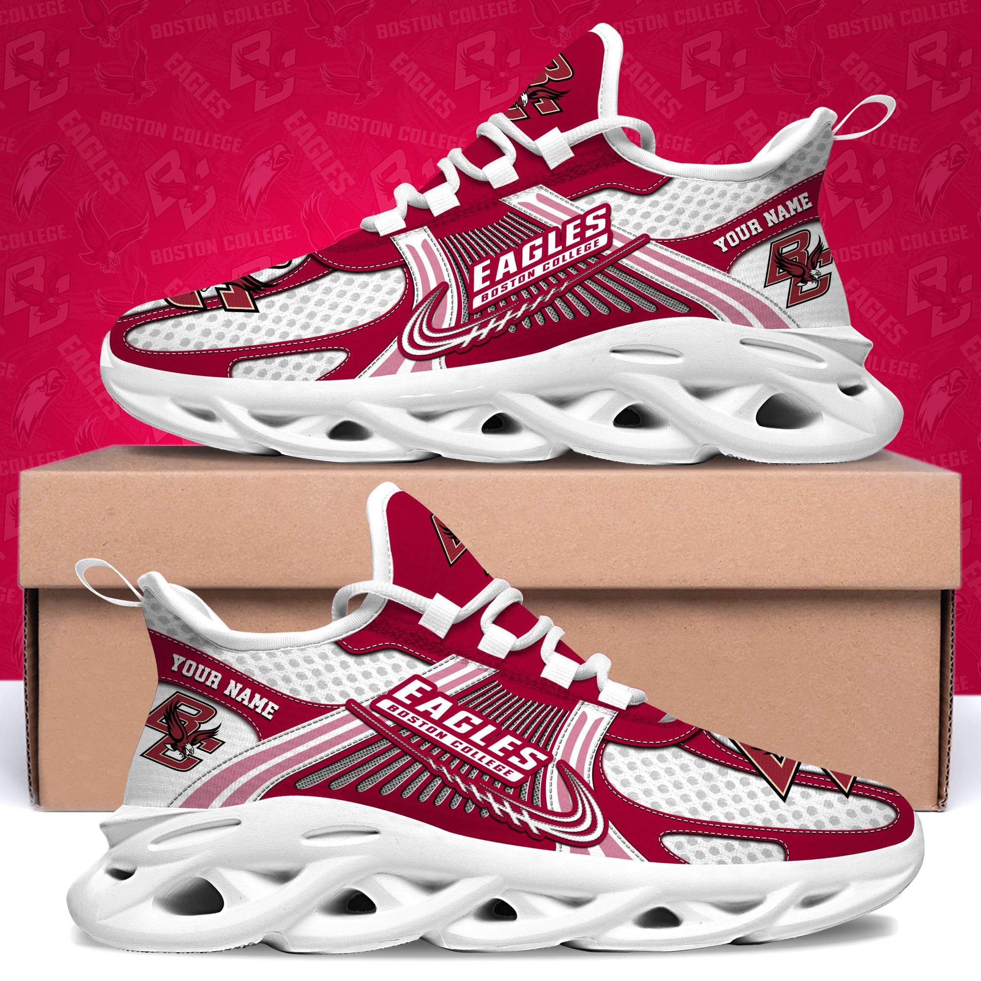 Boston College Eagles Clunky Sneakers Custom Your Name, Sport Sneakers, Sport Gifts For Fan, Gifts For Him