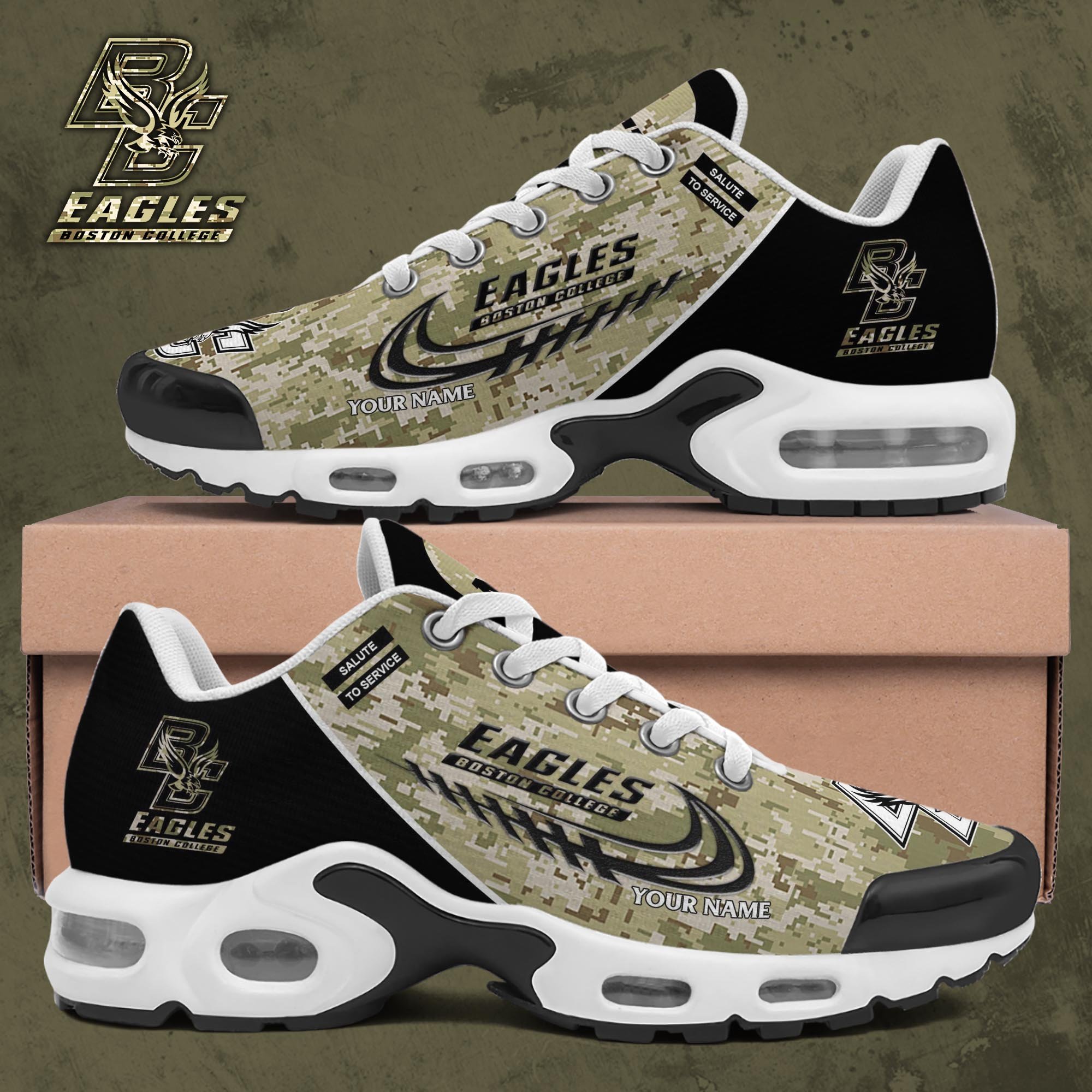 Boston College Eagles TN Shoes 2025 Version Custom Name, Camouflage Shoes, Gifts For Football Lovers