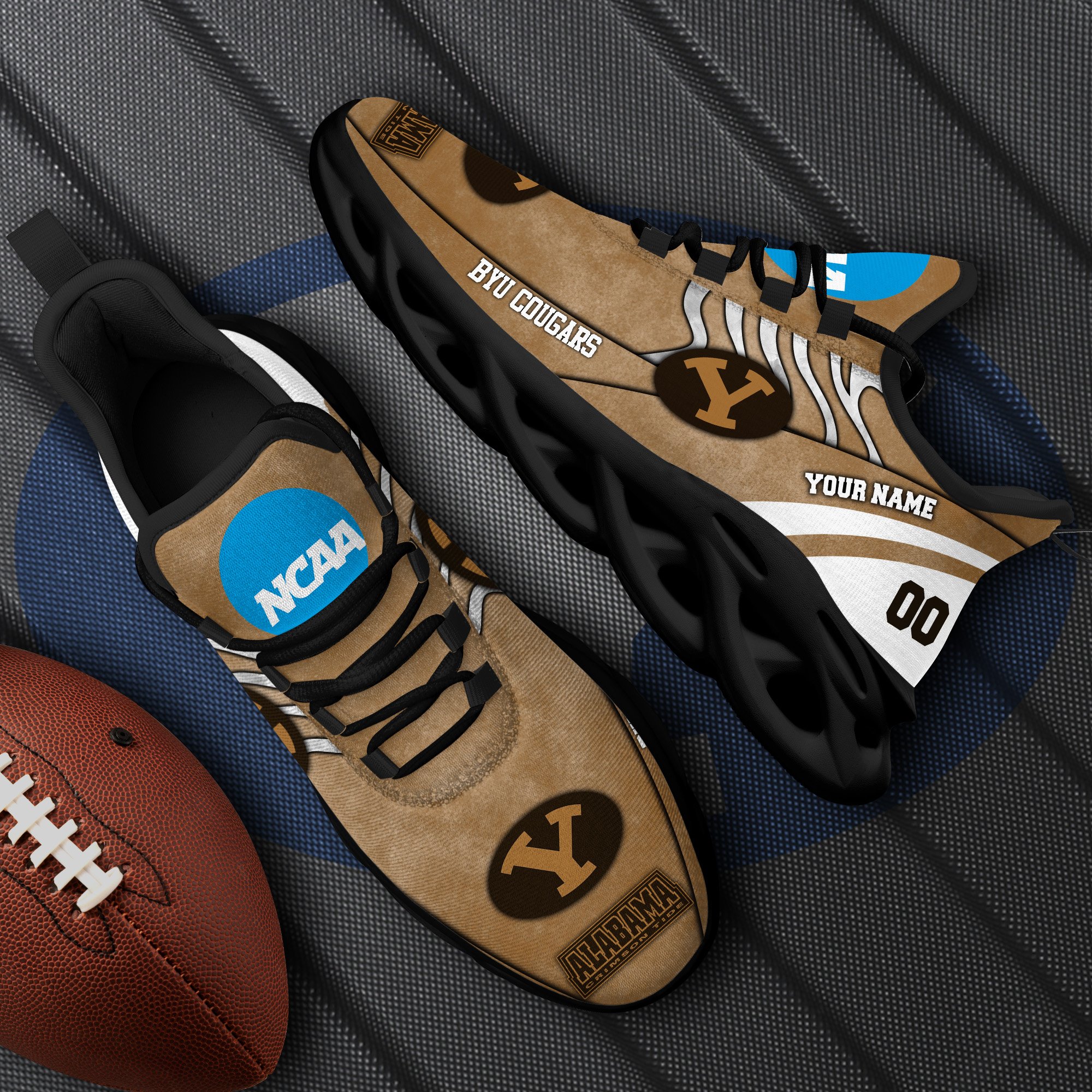 BYU Cougars Black Max Soul Shoes 2025 Versions Custom Your Name And Number 312