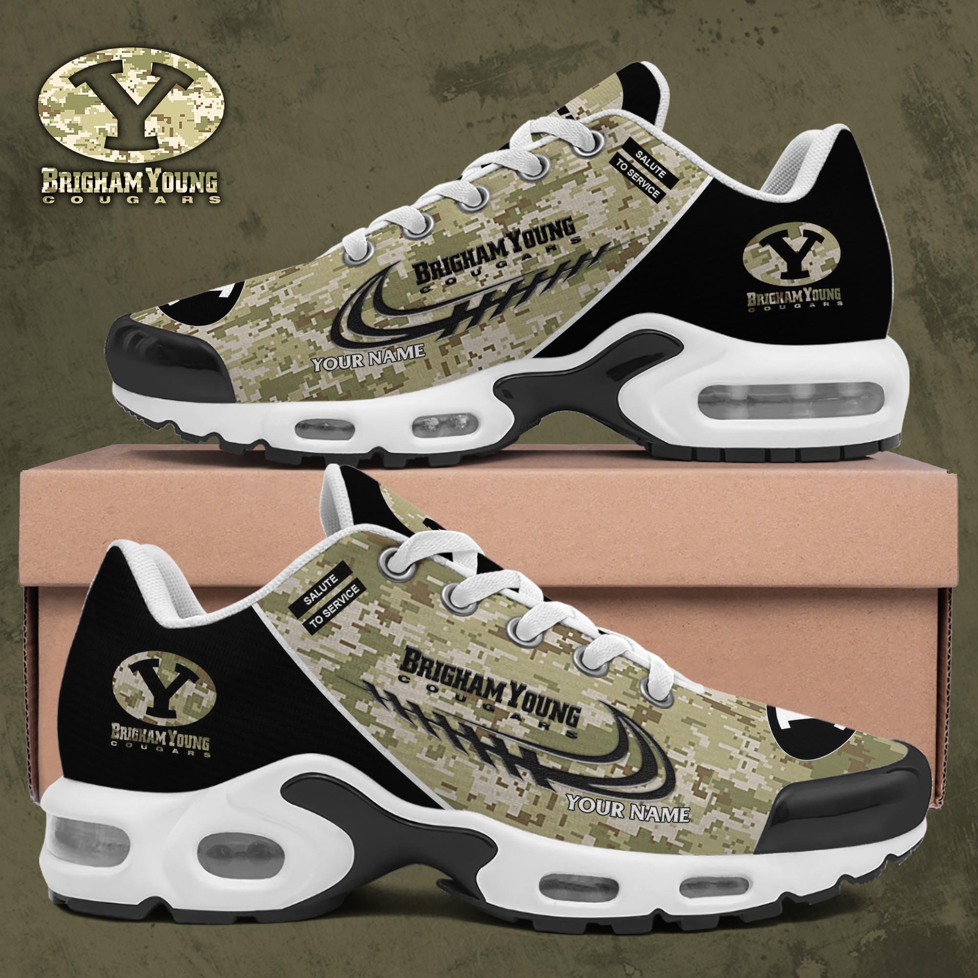 BYU Cougars TN Shoes 2025 Version Custom Name, Camouflage Shoes, Gifts For Football Lovers PH636