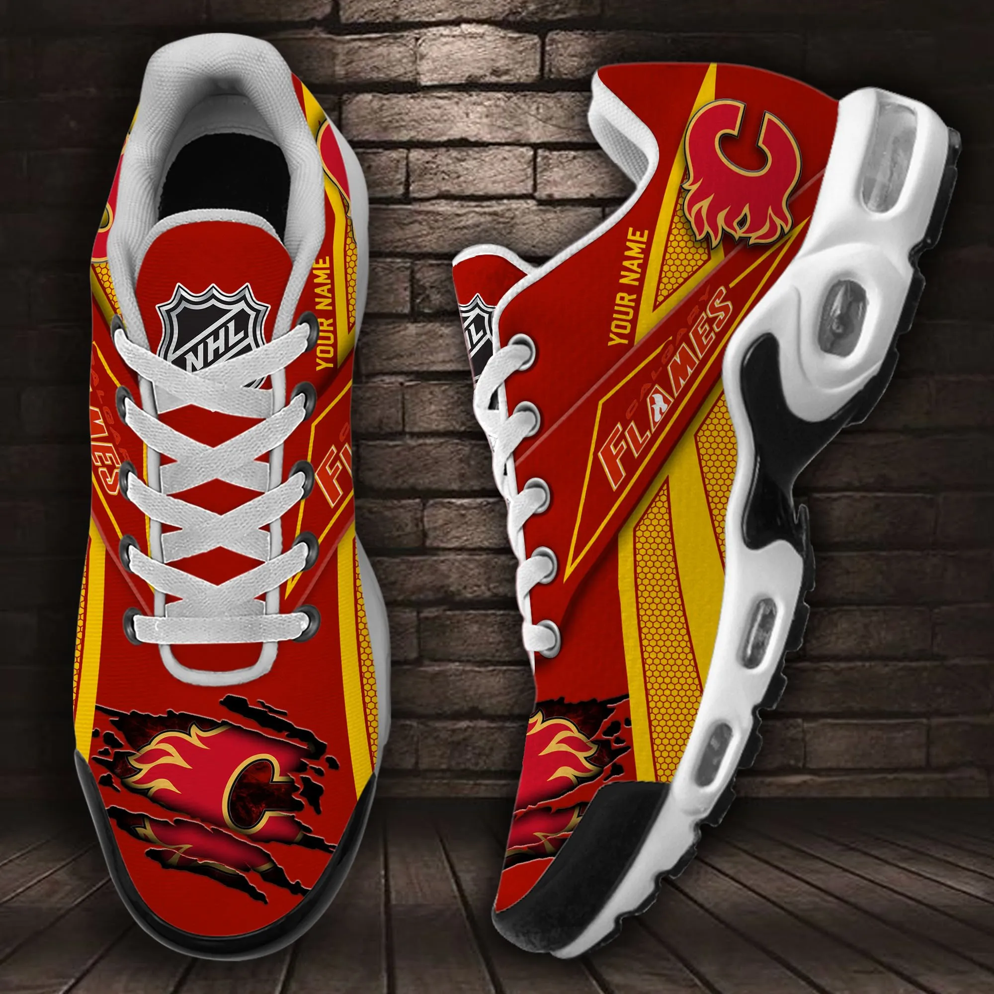 Calgary Flames Sport Team TN Air Max Shoes Air Cushion Sneakers 543EU-6349