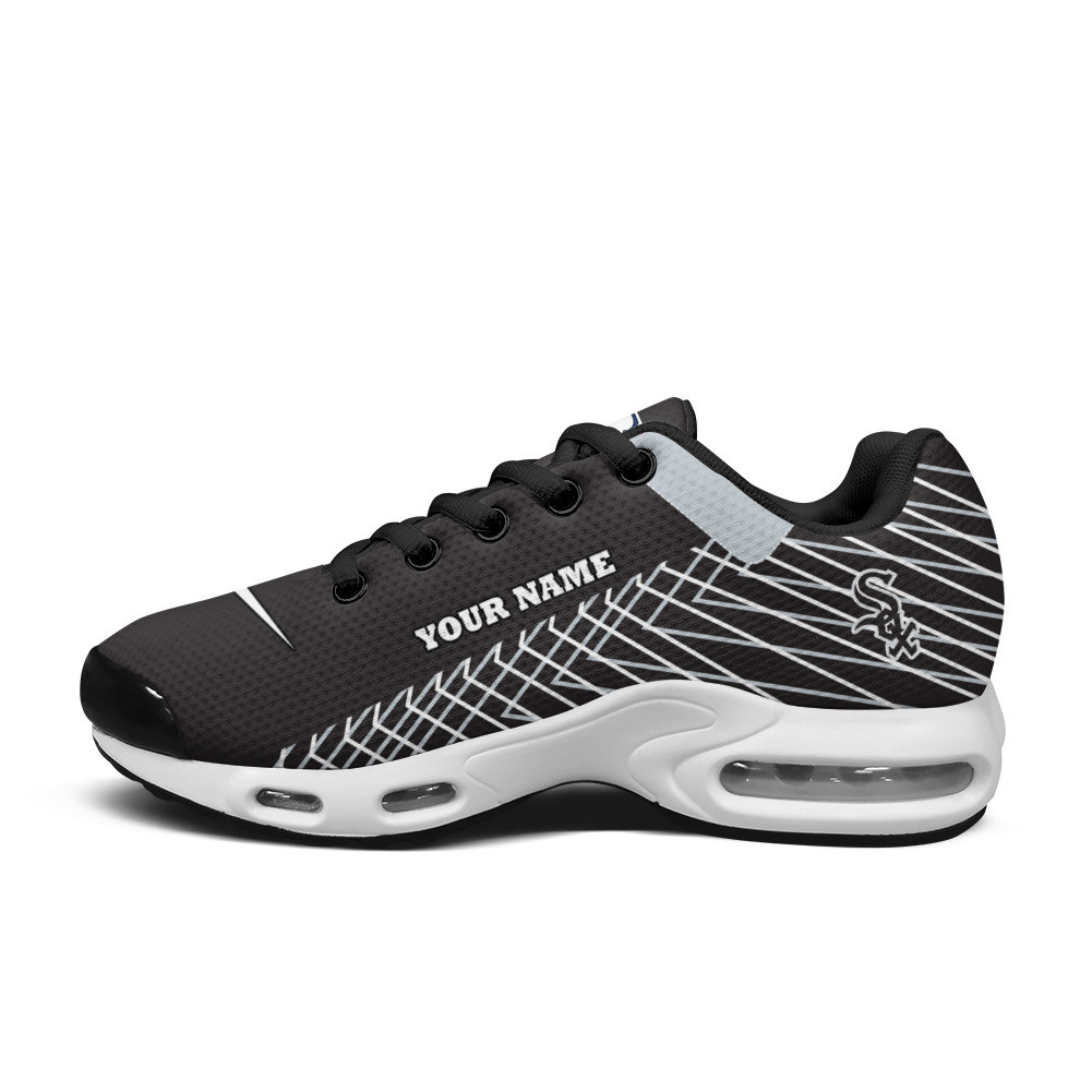 Chicago White Sox Personalized Name Team Colors Jagged Lines TN Air Max Shoes Air Cushion Sneakers