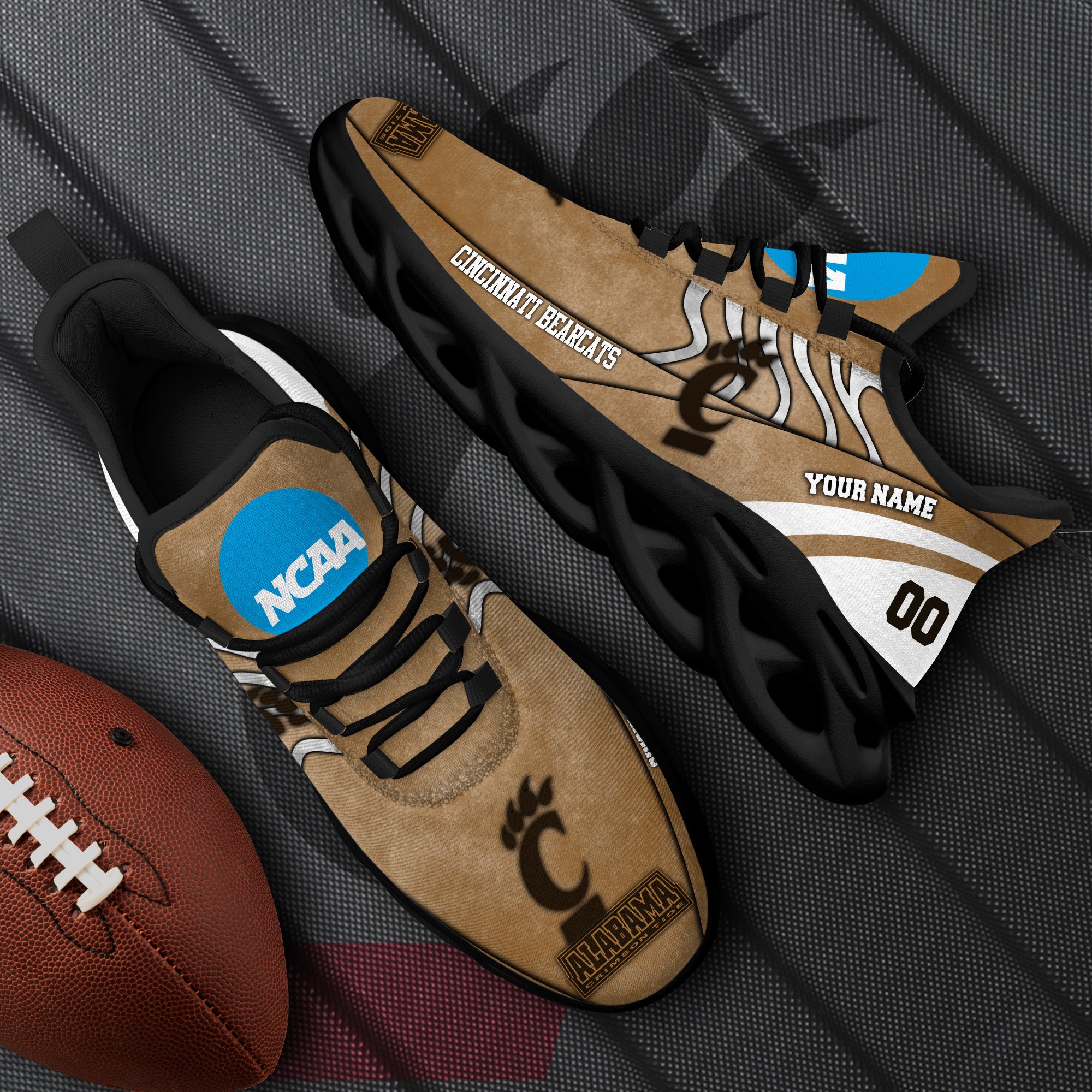 Cincinnati Bearcats Black Max Soul Shoes 2025 Versions Custom Your Name And Number 312