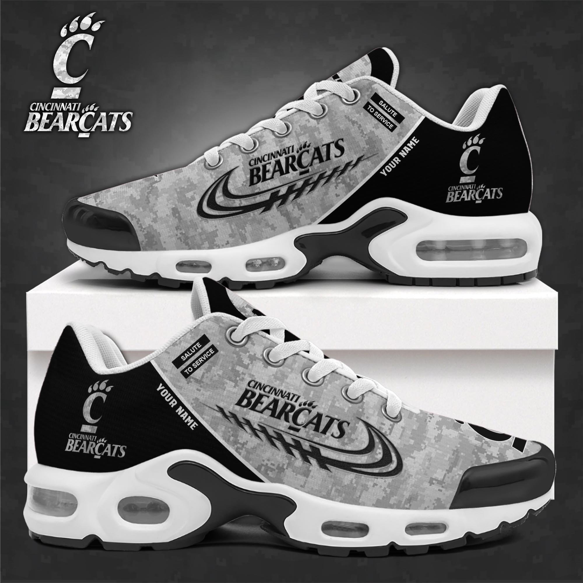Cincinnati Bearcats TN Shoes 2025 Version Custom Name, Camouflage Shoes   PH585