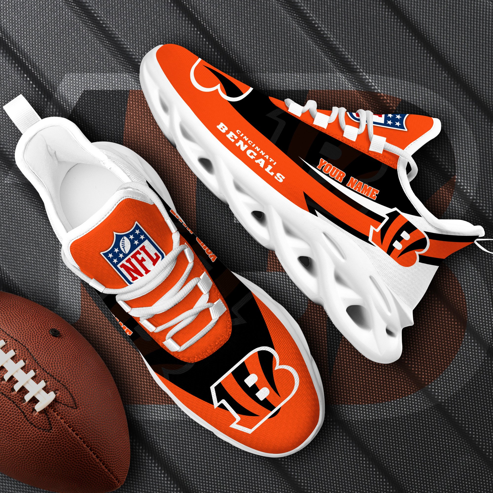 Cincinnati Bengals White Max Soul Shoes 2025 Versions Custom Your Name, Sports Gift For Fan, Sport Gifts PH410