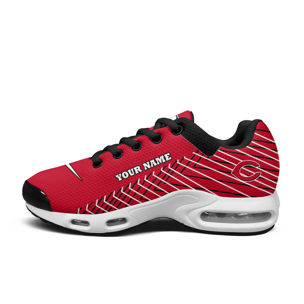 Cincinnati Reds Personalized Name Team Colors Jagged Lines TN Air Max Shoes Air Cushion Sneakers