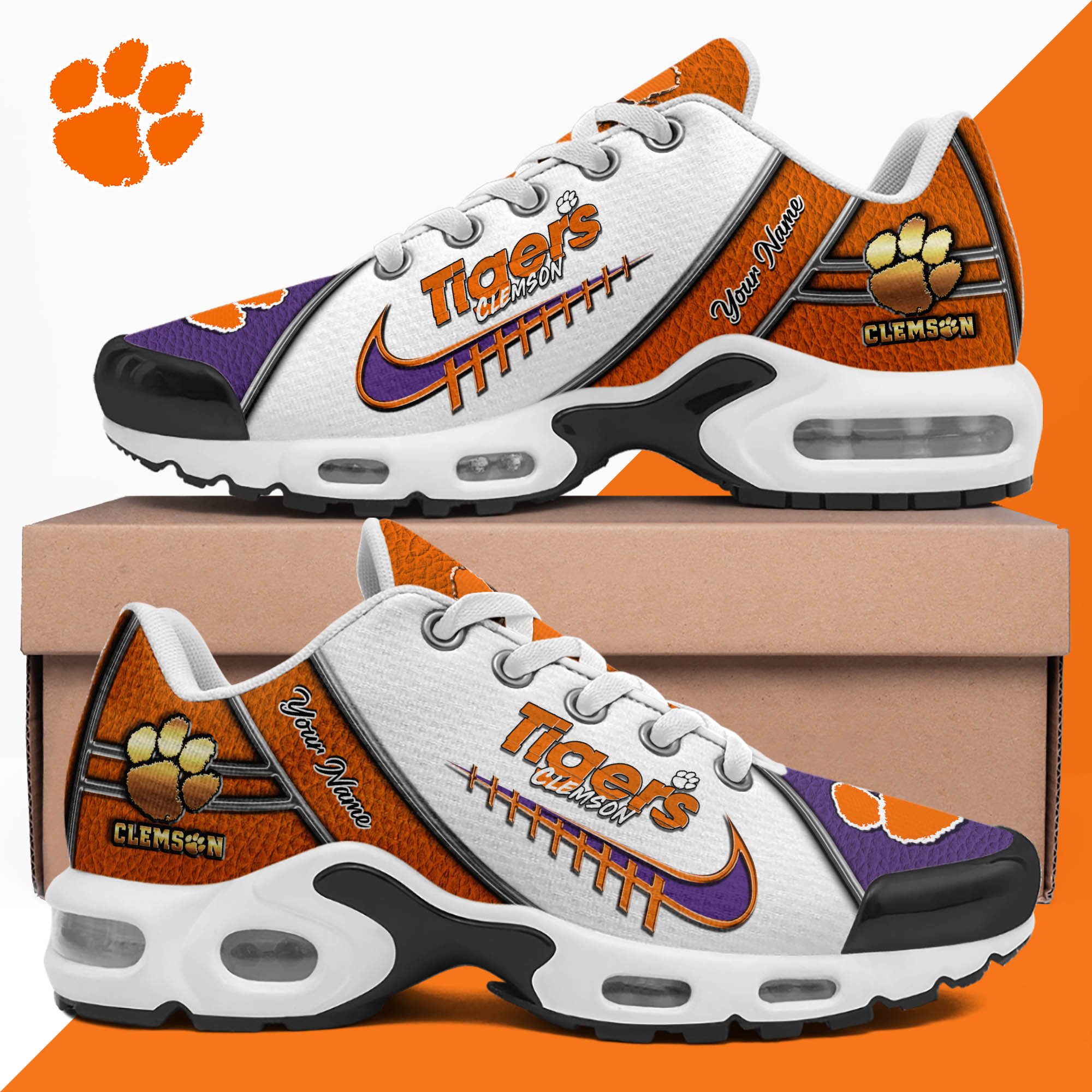 Clemson Tigers TN Shoes 2025 Version Custom Your Name, Football Team Shoes 516