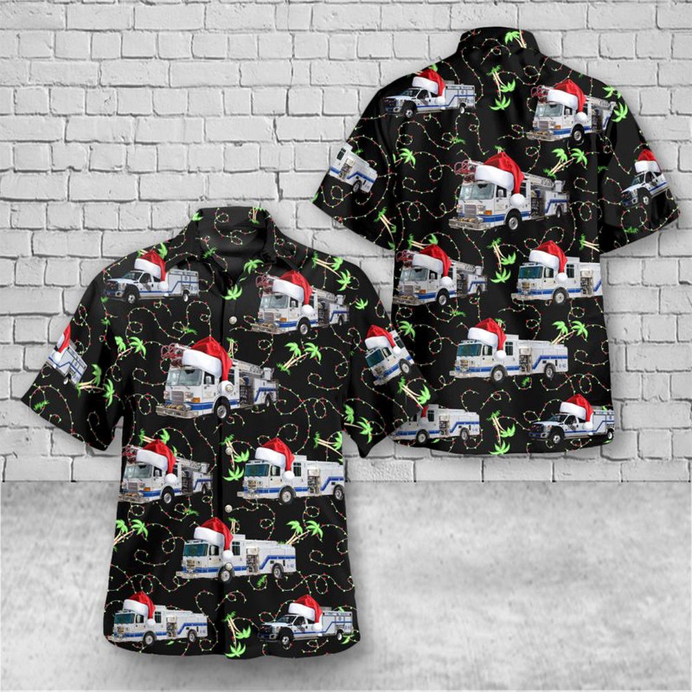 DeLand, Volusia County, Florida, Deland Fire Department Christmas Hawaiian Shirt, Xmas Hawaiian Shirts, Christmas Aloha Shirts