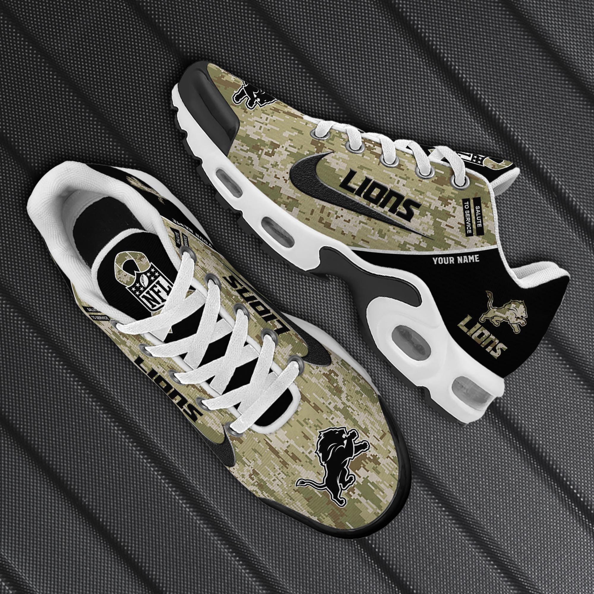 Detroit Lions TN Shoes 2025 Version Custom Name, Camouflage Shoes PH586