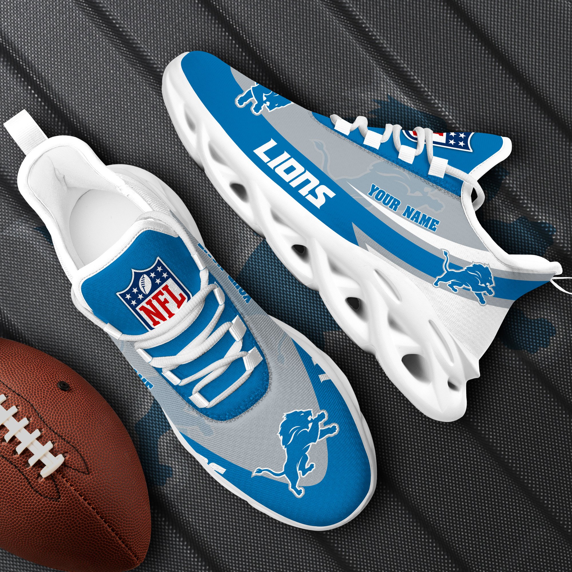 Detroit Lions White Max Soul Shoes 2025 Versions Custom Your Name, Sports Gift For Fan, Sport Gifts PH410