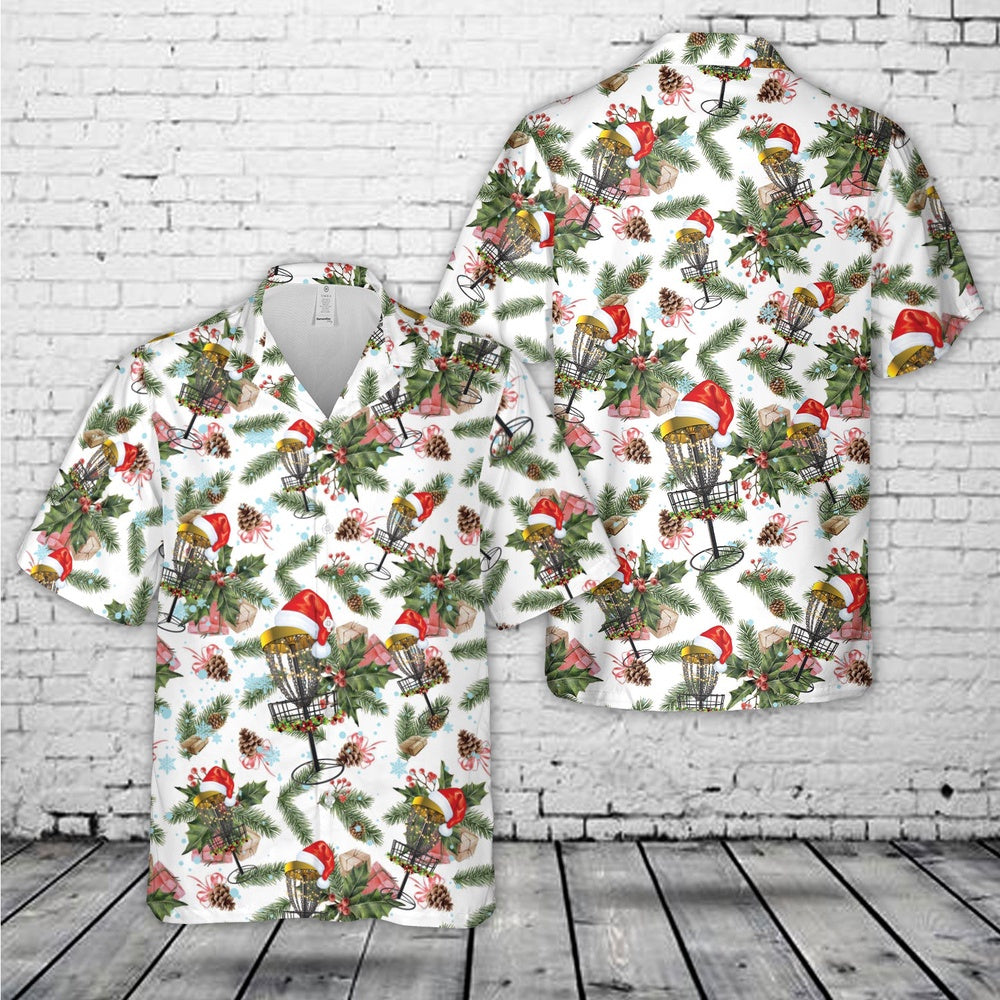 Disc Golf Christmas Hawaiian Shirt, Xmas Hawaiian Shirts, Christmas Aloha Shirts