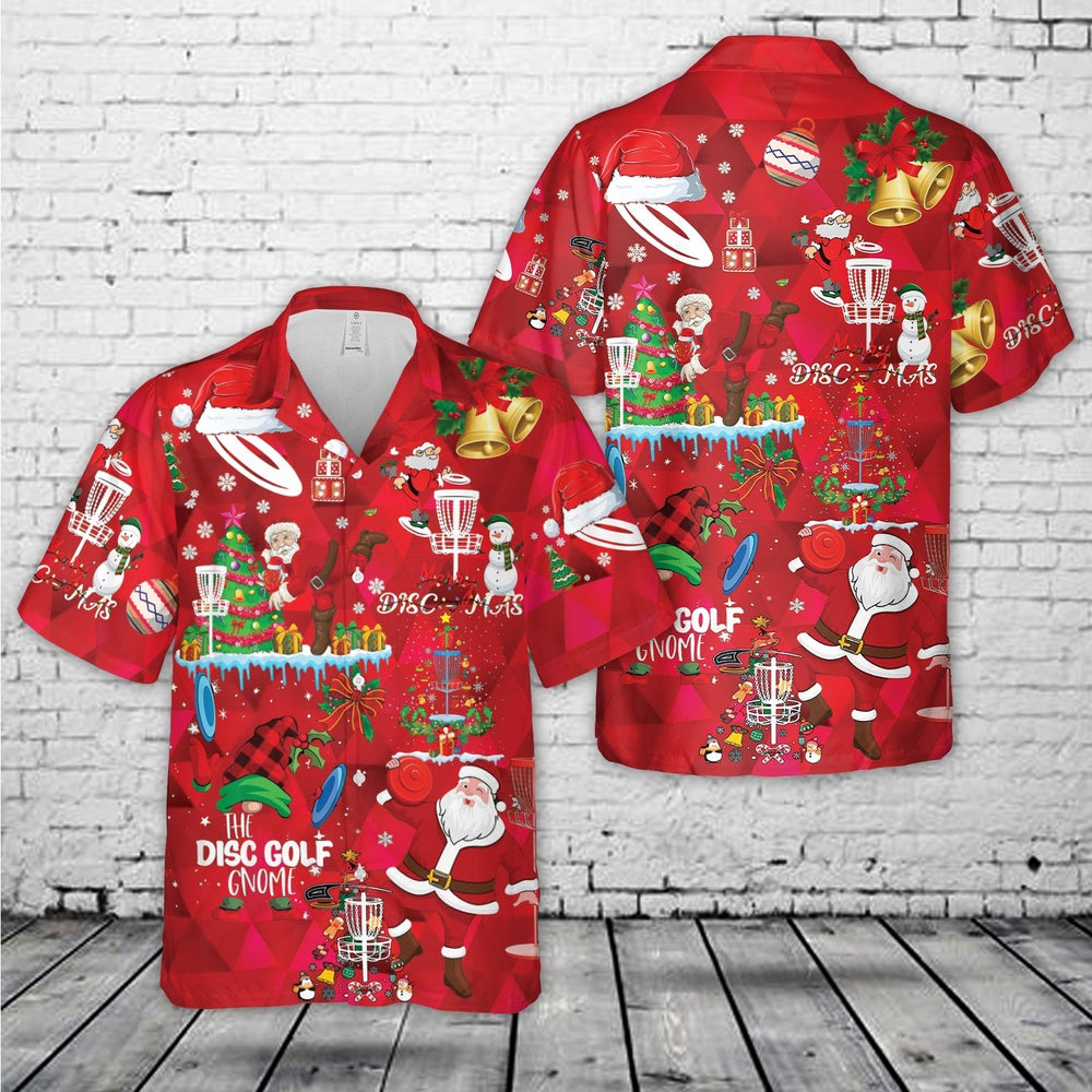 Disc Golf Santa Christmas Hawaiian Shirt, Xmas Hawaiian Shirts, Christmas Aloha Shirts