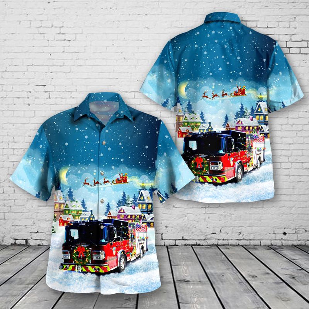 East Haven, Connecticut, East Haven Fire Department Christmas Hawaiian Shirt, Xmas Hawaiian Shirts, Christmas Aloha Shirts