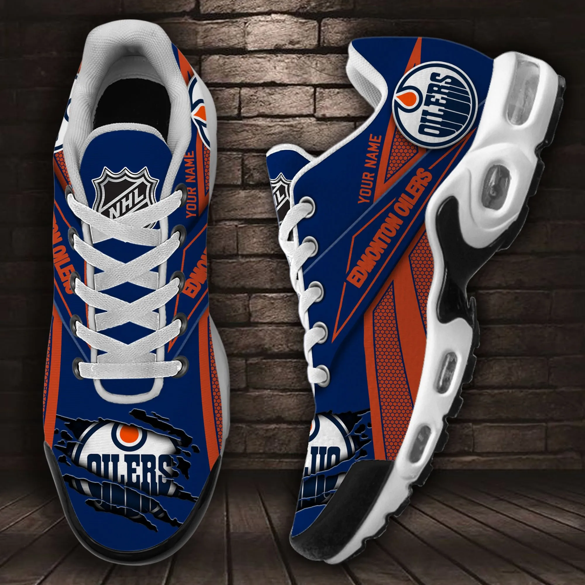 Edmonton Oilers Sport Team TN Air Max Shoes Air Cushion Sneakers 187QN-3382