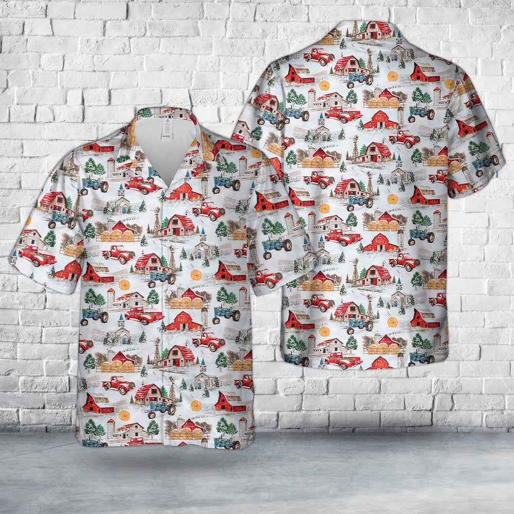 Farm Christmas Hawaiian Shirt, Xmas Hawaiian Shirts, Christmas Aloha Shirts