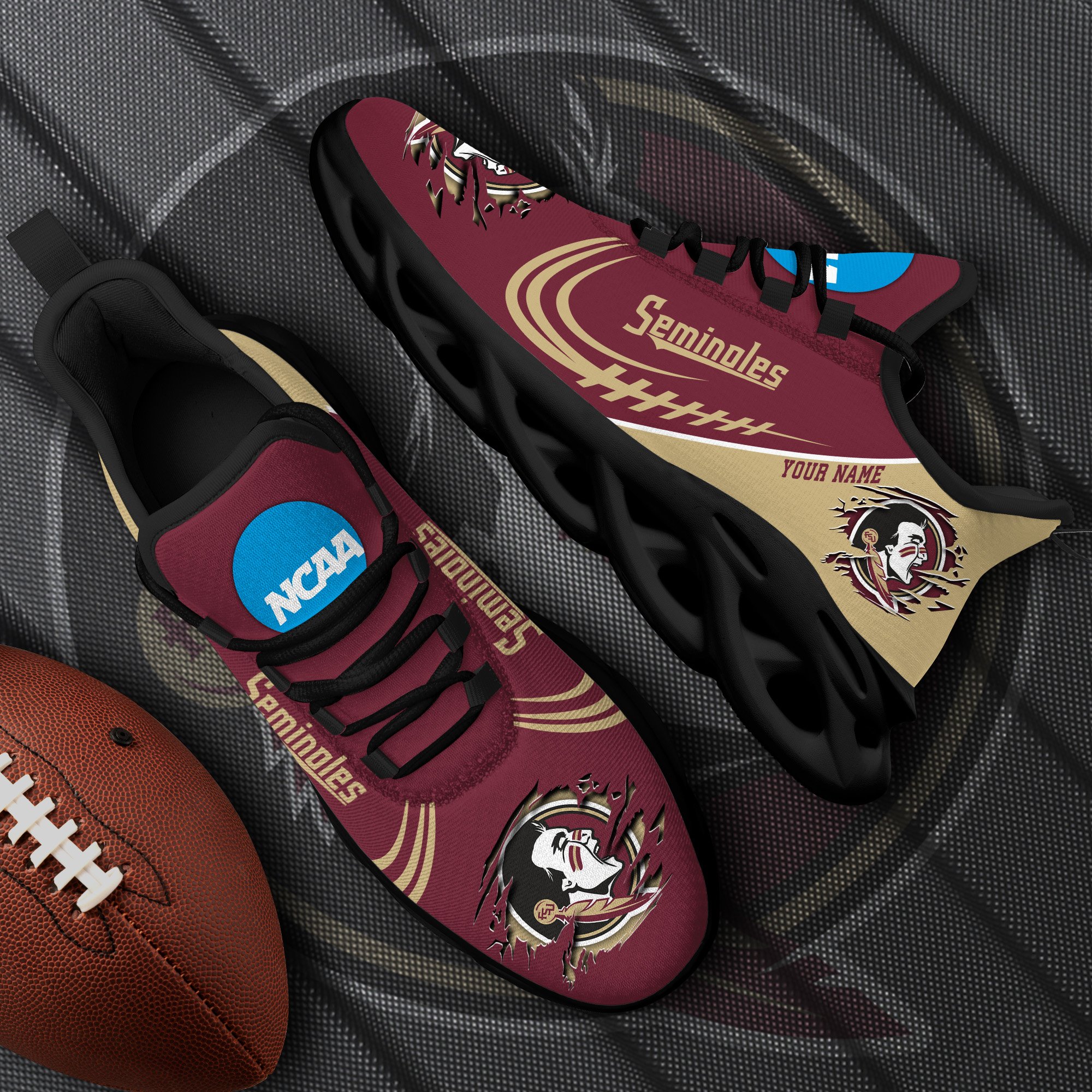 Florida State Seminoles Black Max Soul Shoes 2025 Versions Custom Name 016