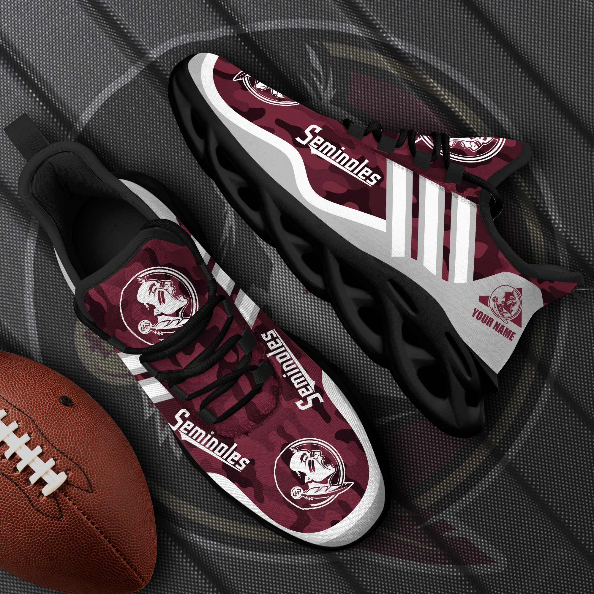 Florida State Seminoles Black Max Soul Shoes 2025 Versions Custom Name 466