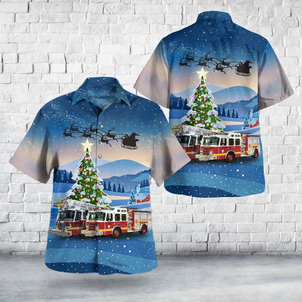 Georgetown, Massachusetts, Georgetown Fire Department Christmas Hawaiian Shirt, Xmas Hawaiian Shirts, Christmas Aloha Shirts