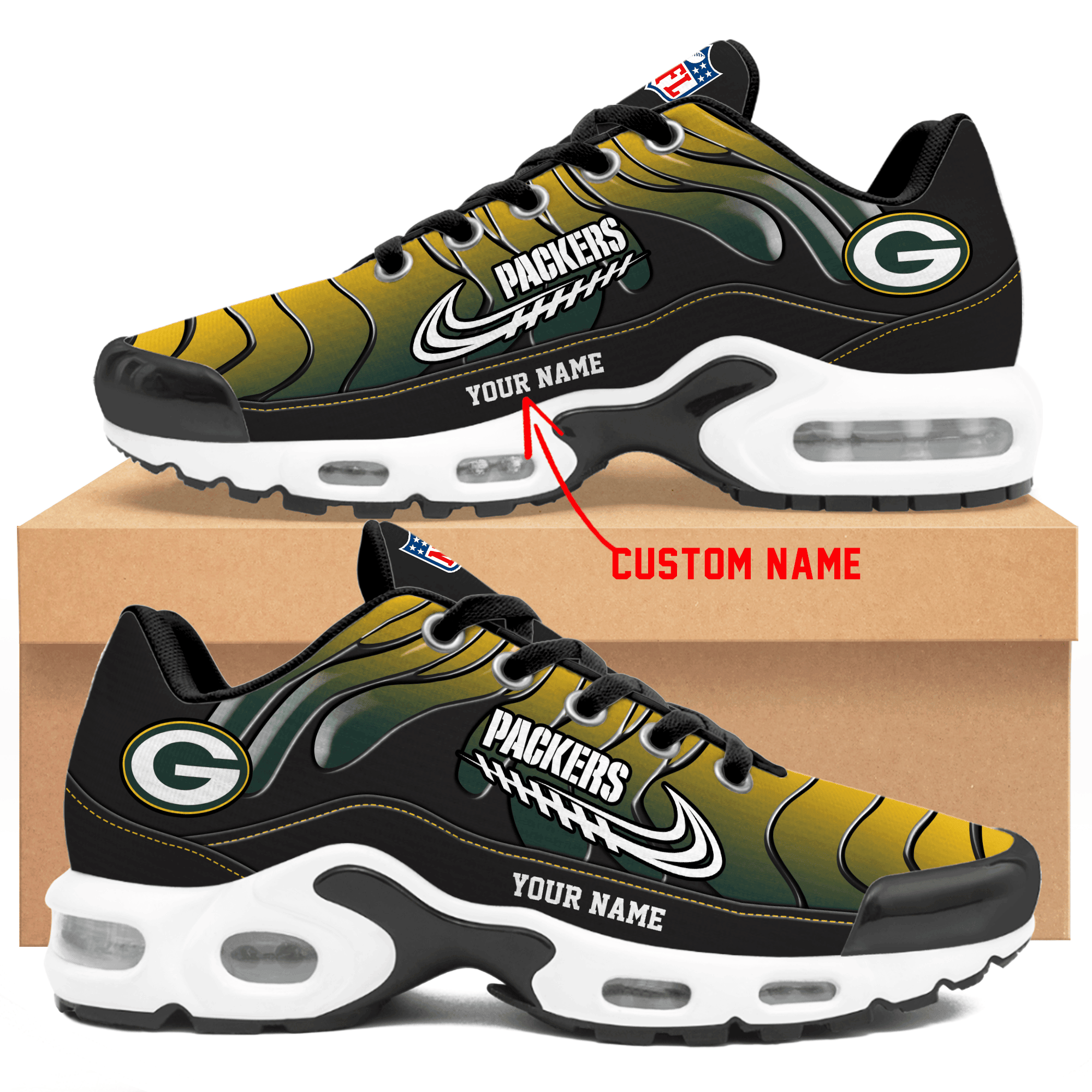 Green Bay Packers Personalized Air Max Shoes TD