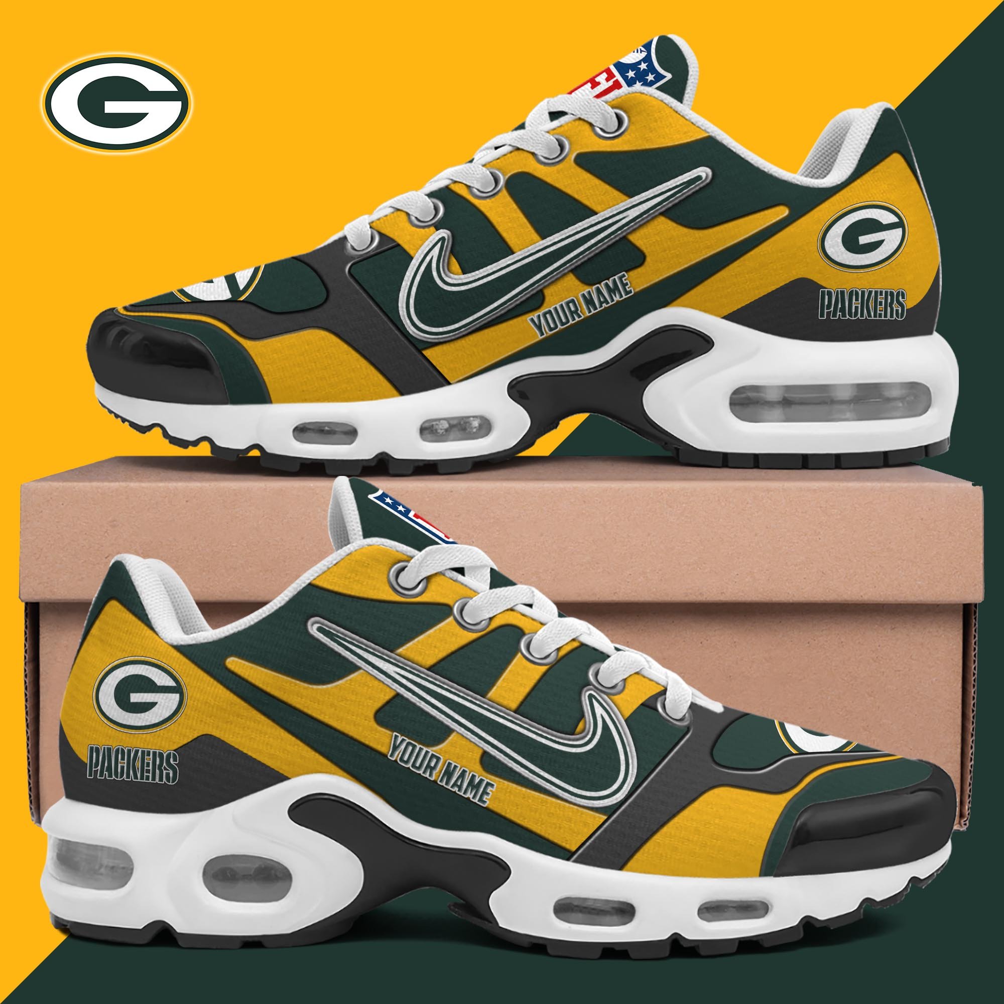 Green Bay Packers TN Shoes Custom Your Name 