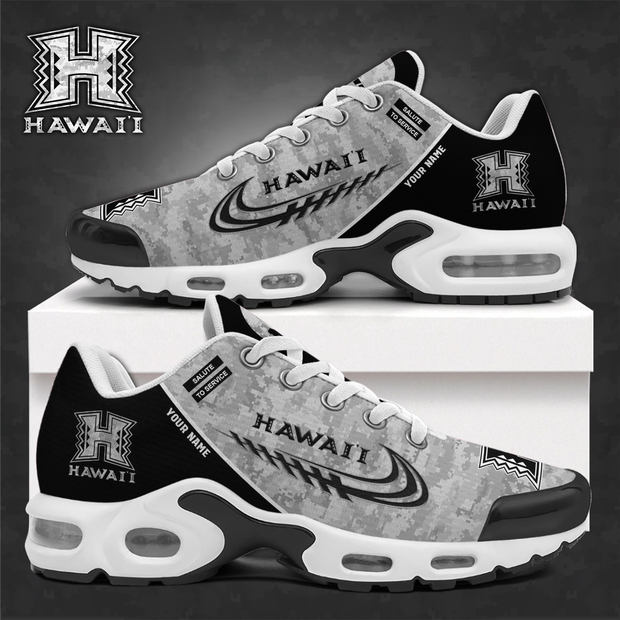 Hawaii Rainbow Warriors TN Shoes 2025 Version Custom Name, Camouflage Shoes   PH585